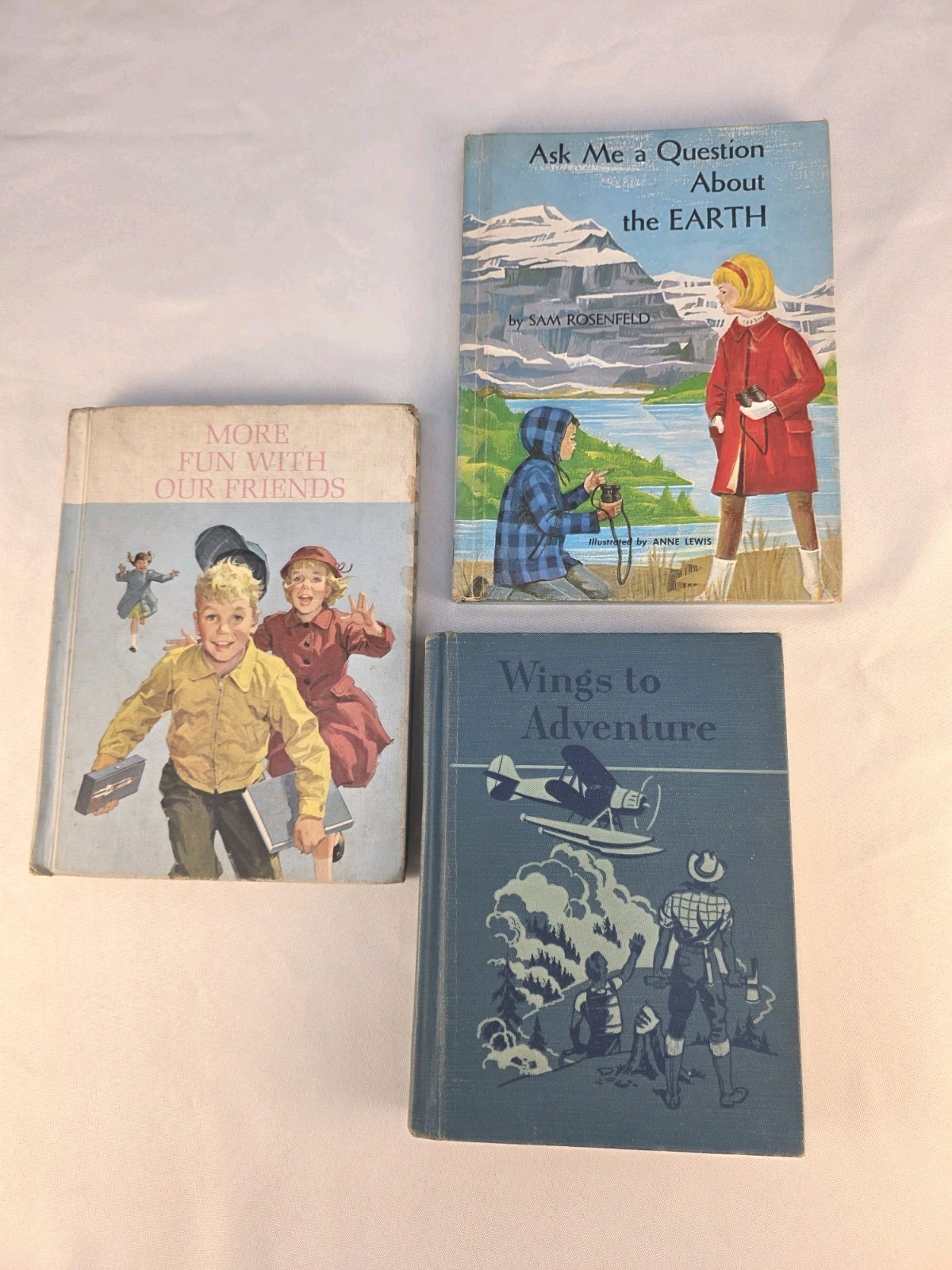 Vintage Lot Of 3- 1960s School Books Blue AS IS condition Crafting Decor School