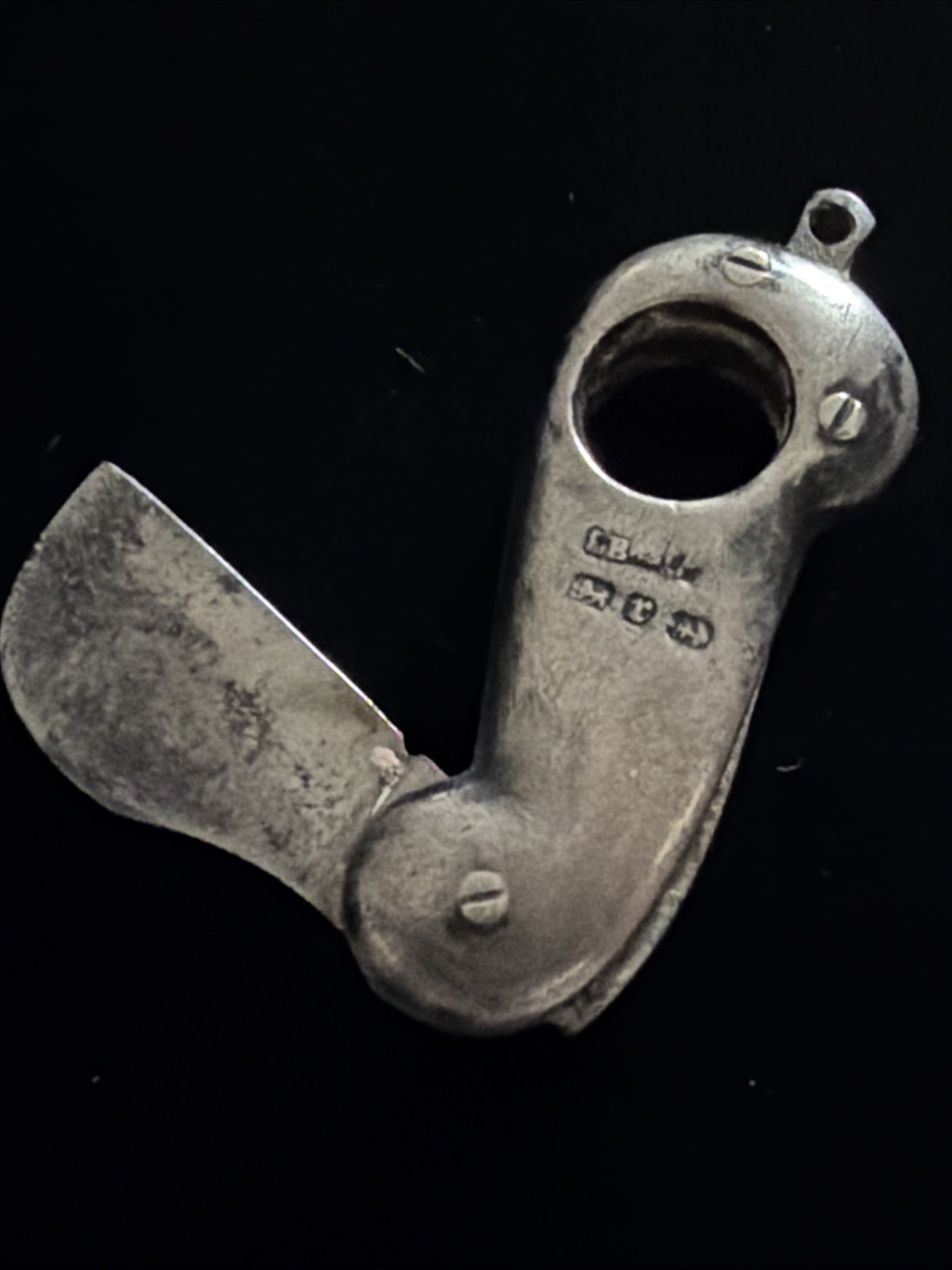 RARE Antique Sterling Silver 925 Cigar Cutter Marked W/ Hallmark Of The Lion