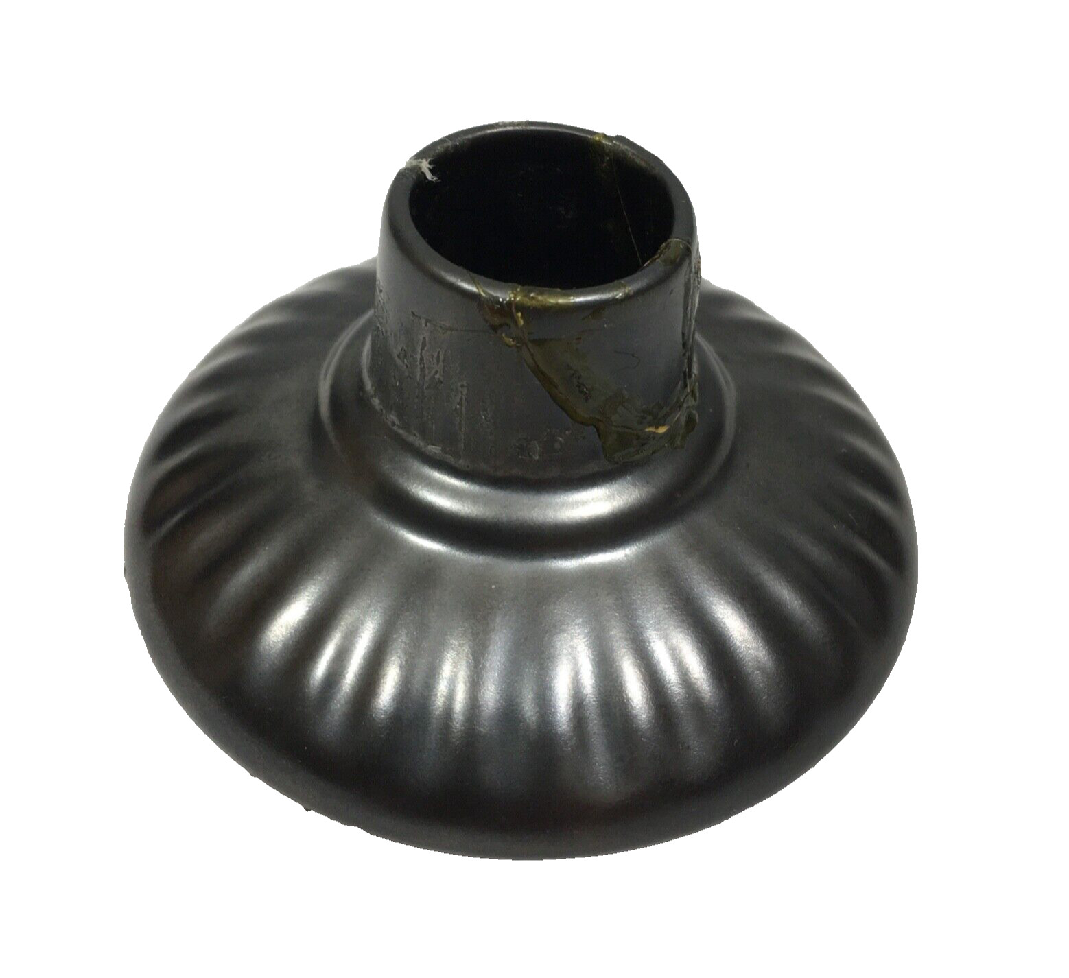 Vintage Prinknash Abbey Pottery Candle Holder Gunmetal Pewter Glaze Damage AS IS