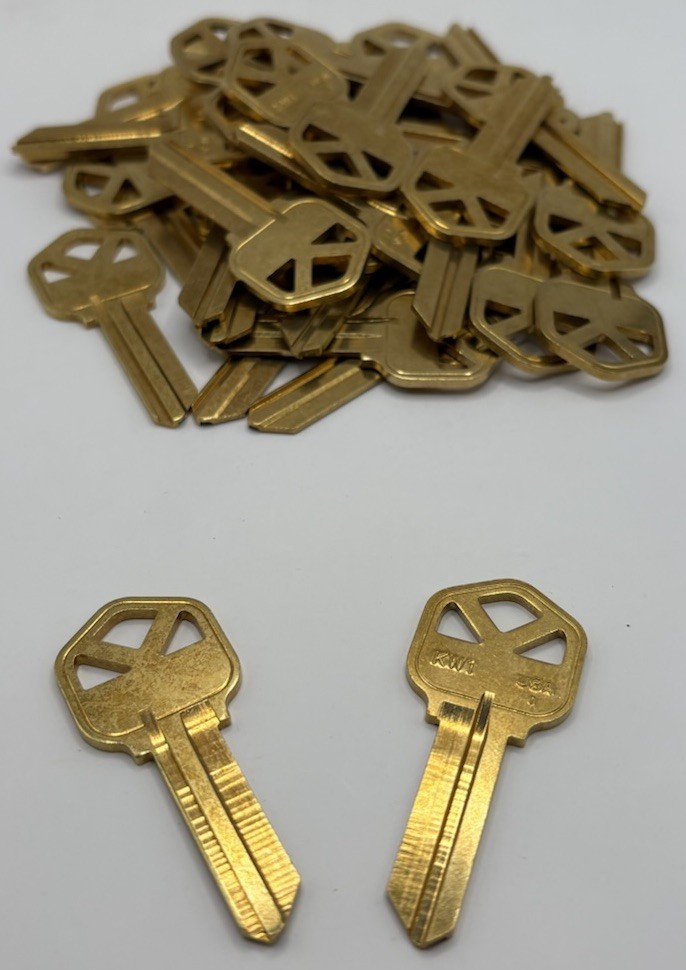 KW1 Brass Finish 5-Pin Key Blanks KW1 Uncut Blank Keys Pack of 50 Keys