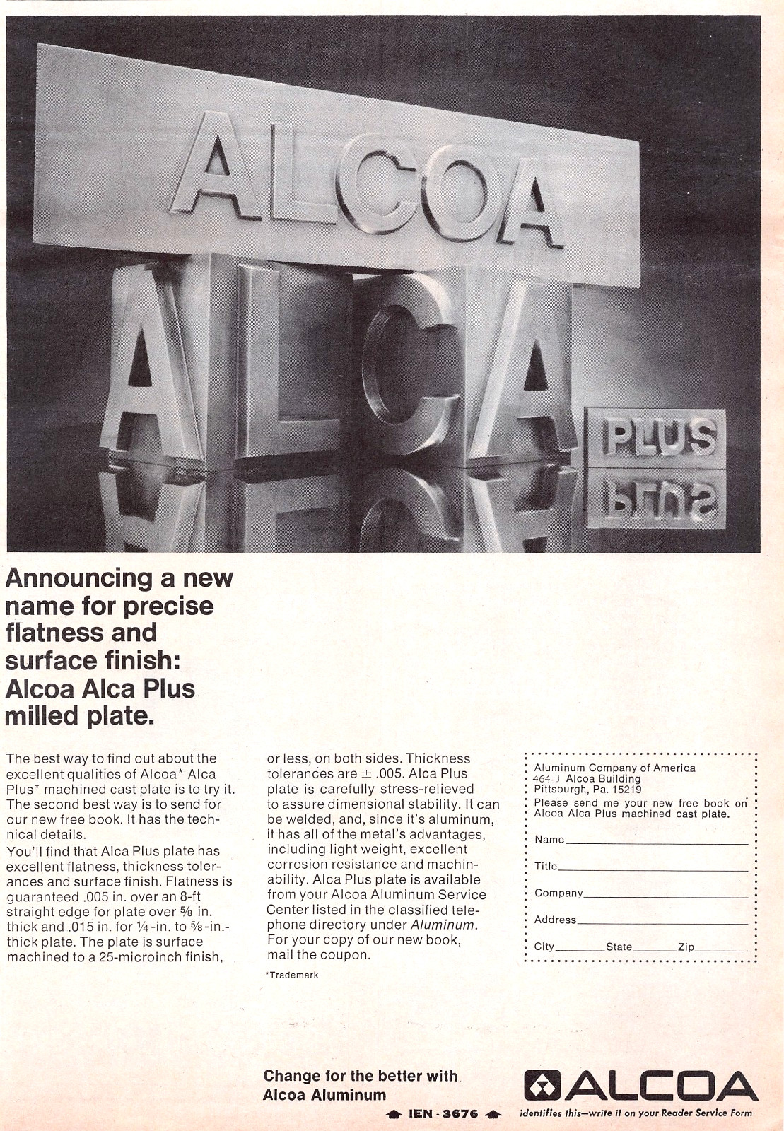 Alcoa Alca Plus Milled Aluminum Cast Plate - Try It - Vtg 1973 Magazine Print Ad