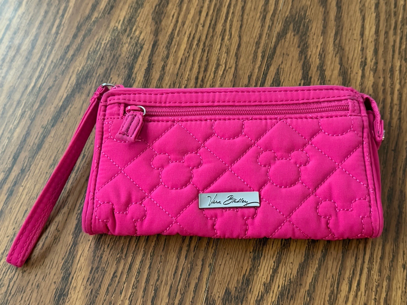 Vera Bradley Disney Parks Quilted Fuchsia Pink Mickey Mouse Icon Wristlet Wallet