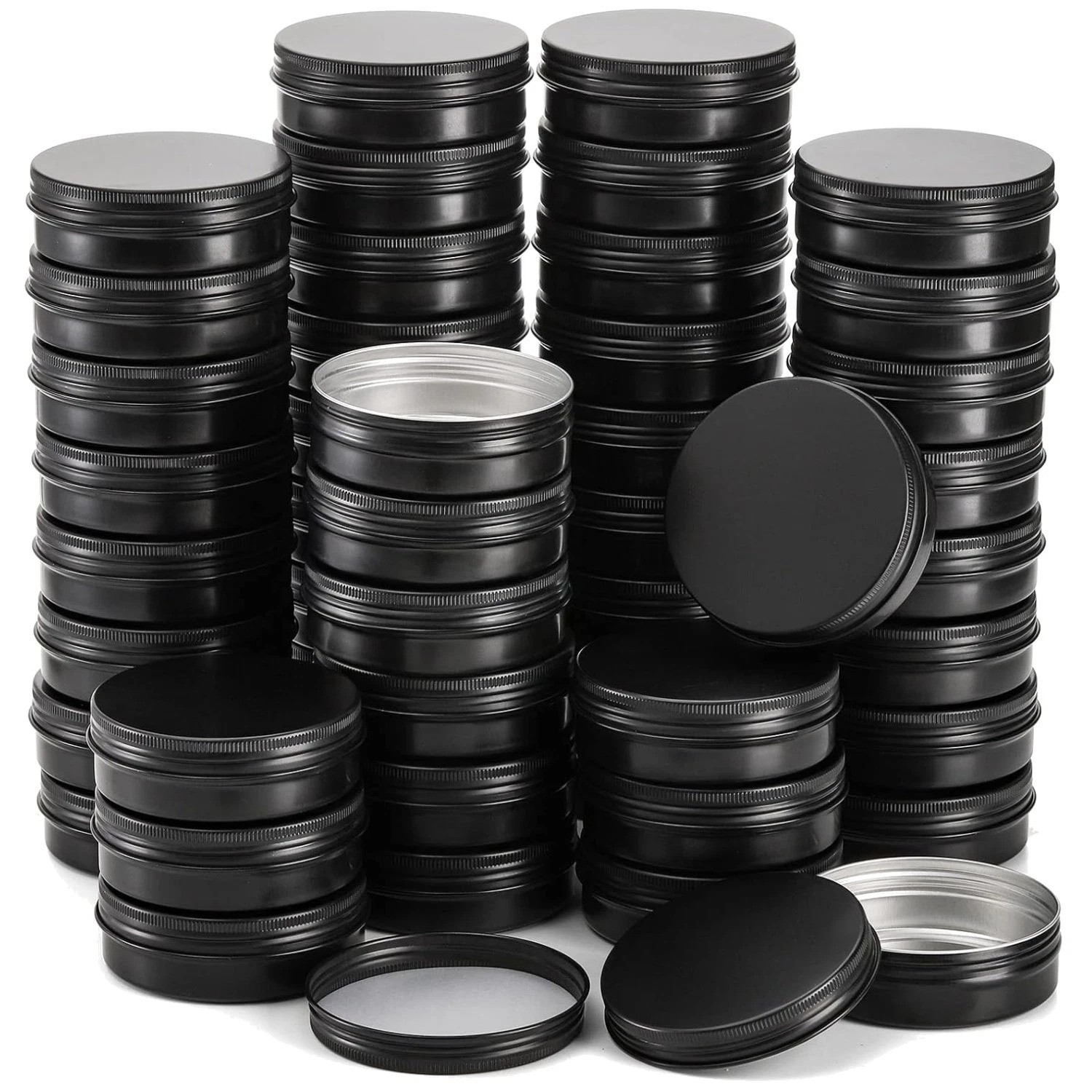 Aluminium Empty Tins 48 Pack - Black Metal Jars Aluminium Empty Tins 48 Pack - Black Metal Jars