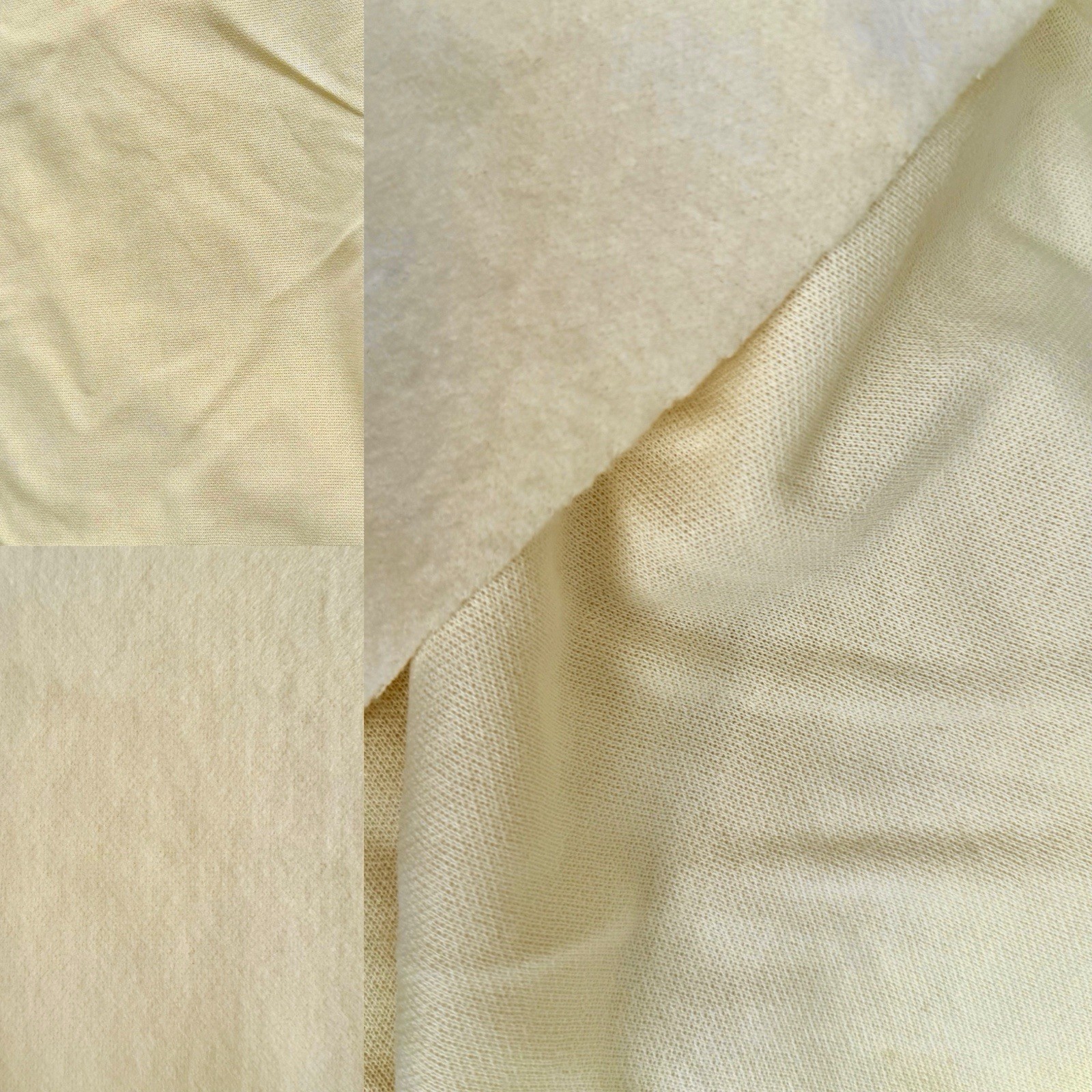 10yd VTG 80s USA Heavyweight Fleece Fabric Deadstock ButterCream Gym Sweatshirt