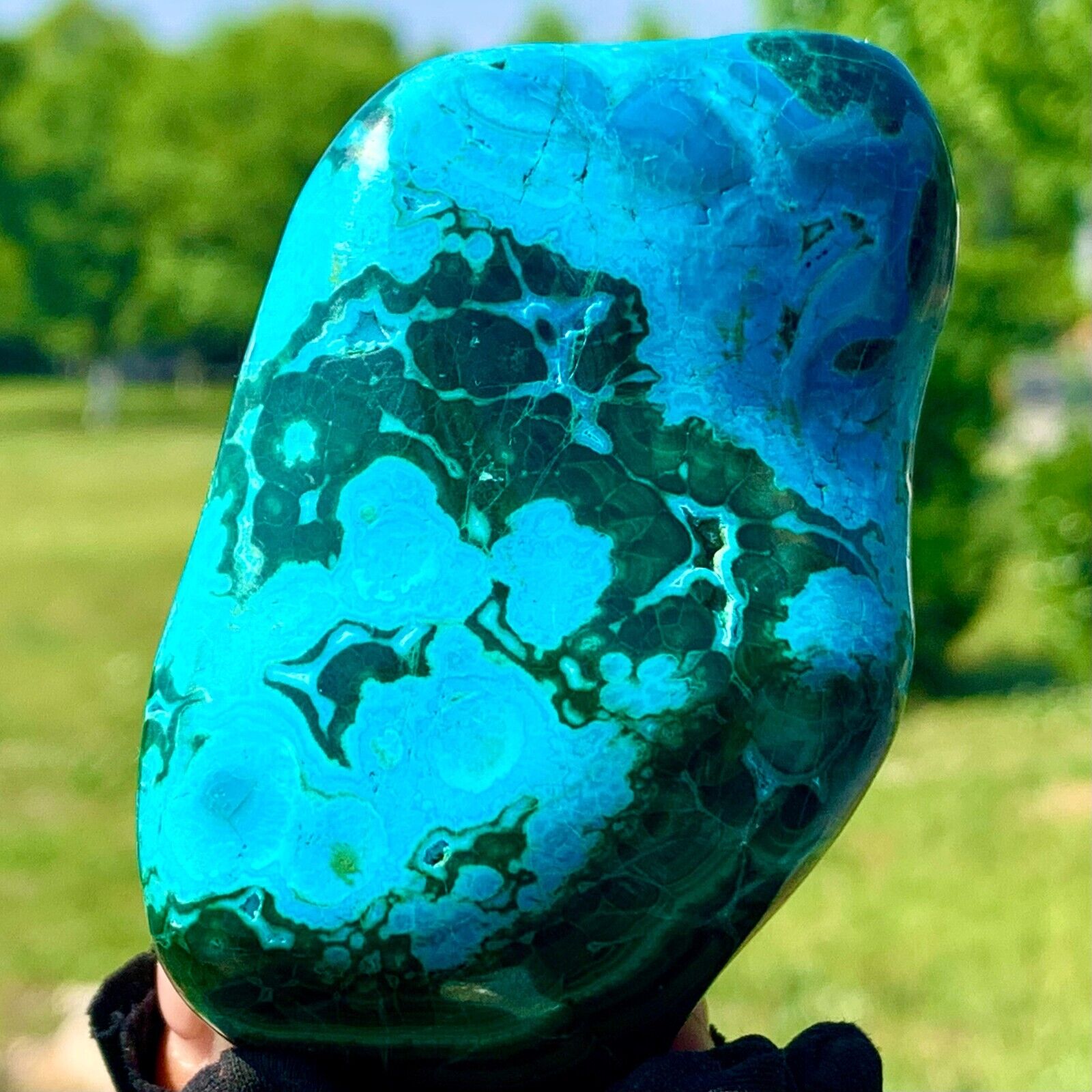 350G Natural Chrysocolla/Malachite transparent cluster rough mineral sample