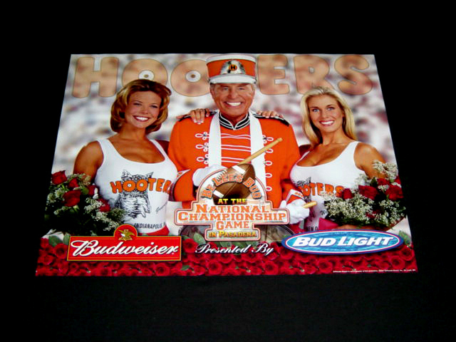 Hooters Uniform 2001 Rose Bowl Poster Budweiser Beer College Football Lee Corso 