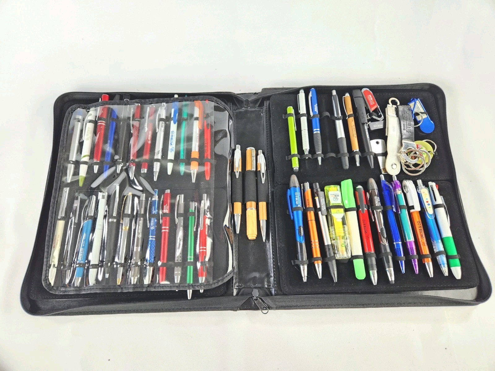 Salesmen sample zipper case Pens Spector & Co. Collection Marker USB Keychains