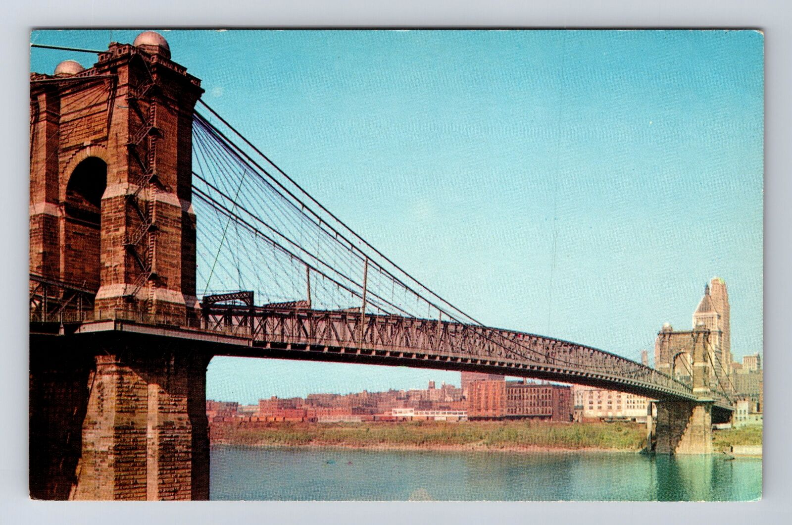 Cincinnati OH-Ohio, Suspension Bridge, Antique, Vintage Postcard