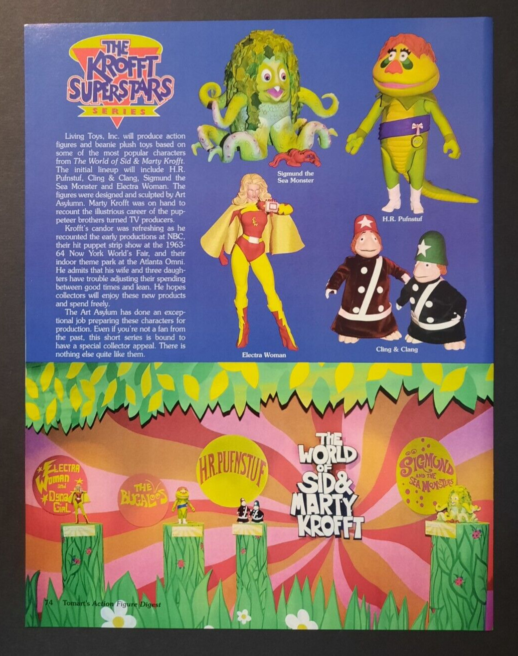 1999 THE KROFFT SUPERSTARS Toys H.R. Pufnstuf ~ Magazine Preview Page/PRINT AD