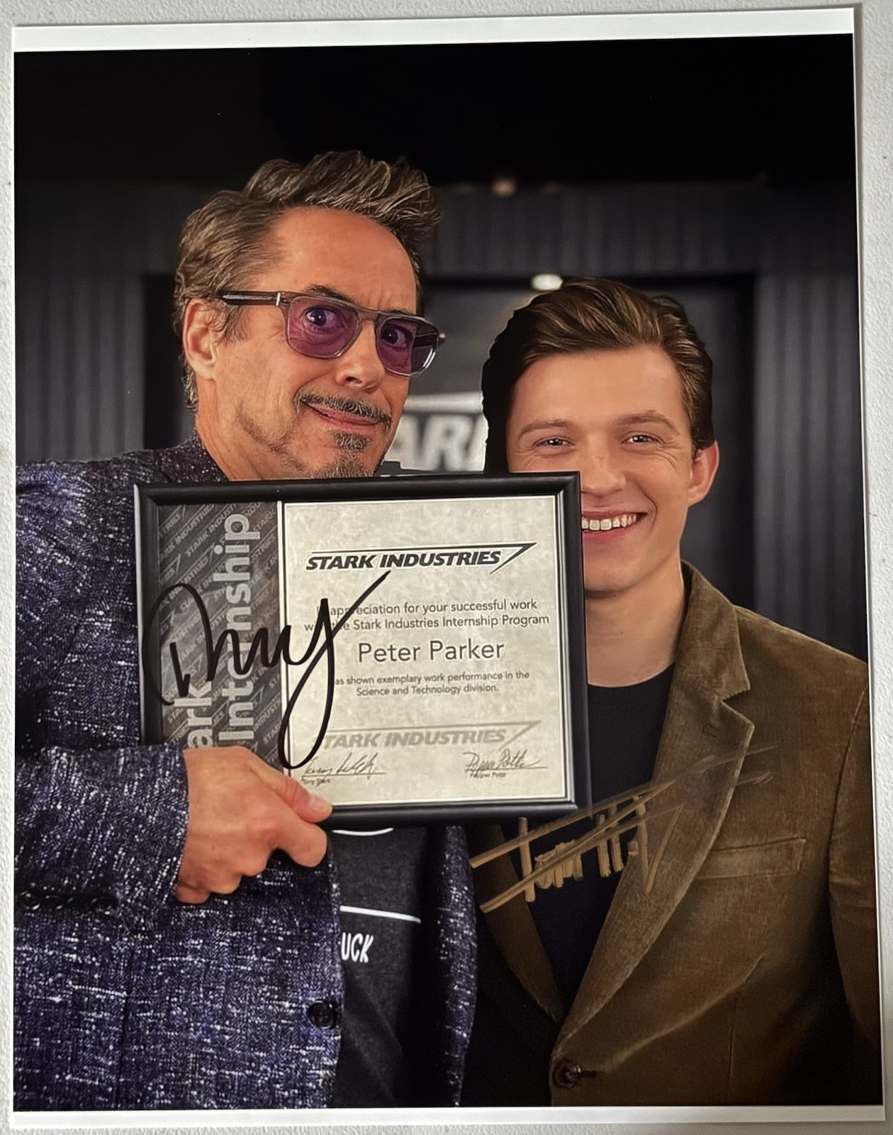 Tom Holland And Robert Downey Jr Signed Photo, 8.5x11 with COA, Ironman,