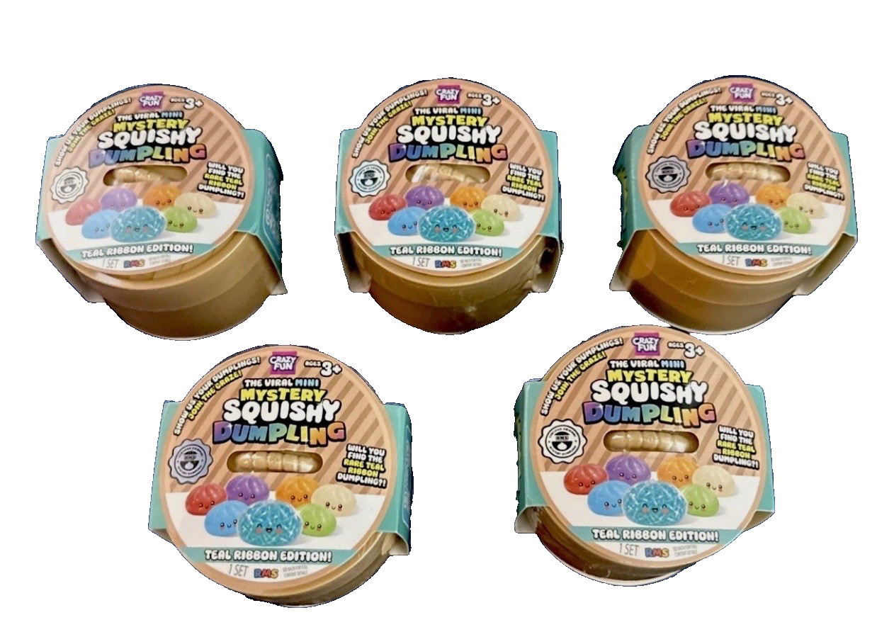 5X NEW RMS Crazy Fun Mini Mystery Squishy Dumpling Teal Ribbon Edition AUTHENTIC