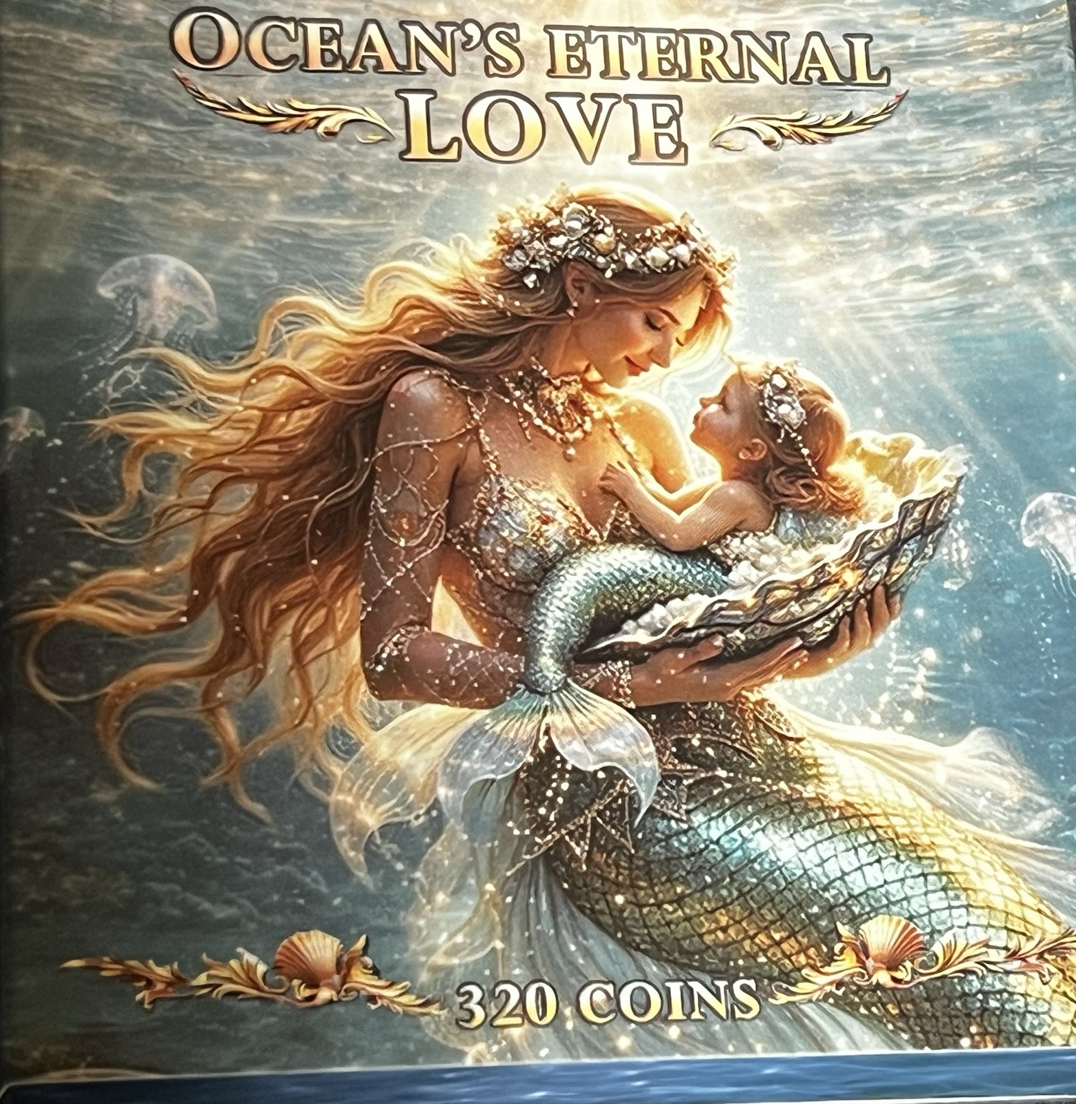 Ocean\'s Eternal Love 320 Coins Mermaid Fantasy Collectible Coin Medallion Case