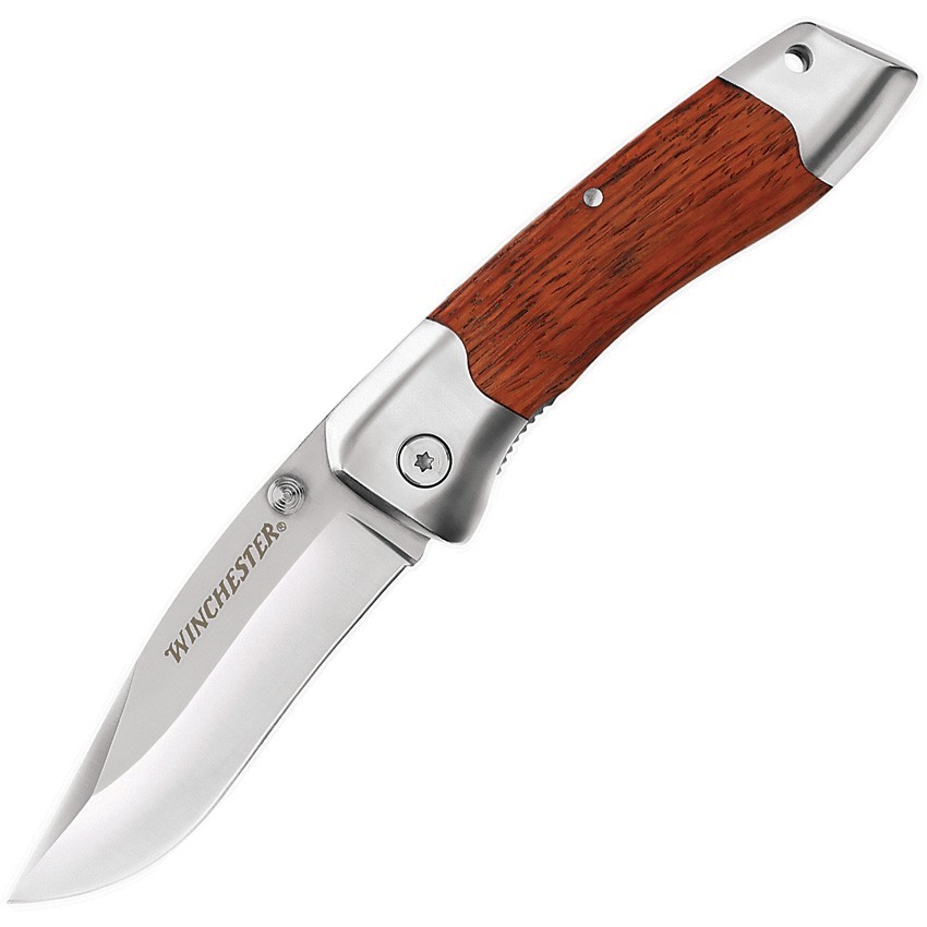 Beautiful Winchester Wood Handle Linerlock Pocket Knife - NEW