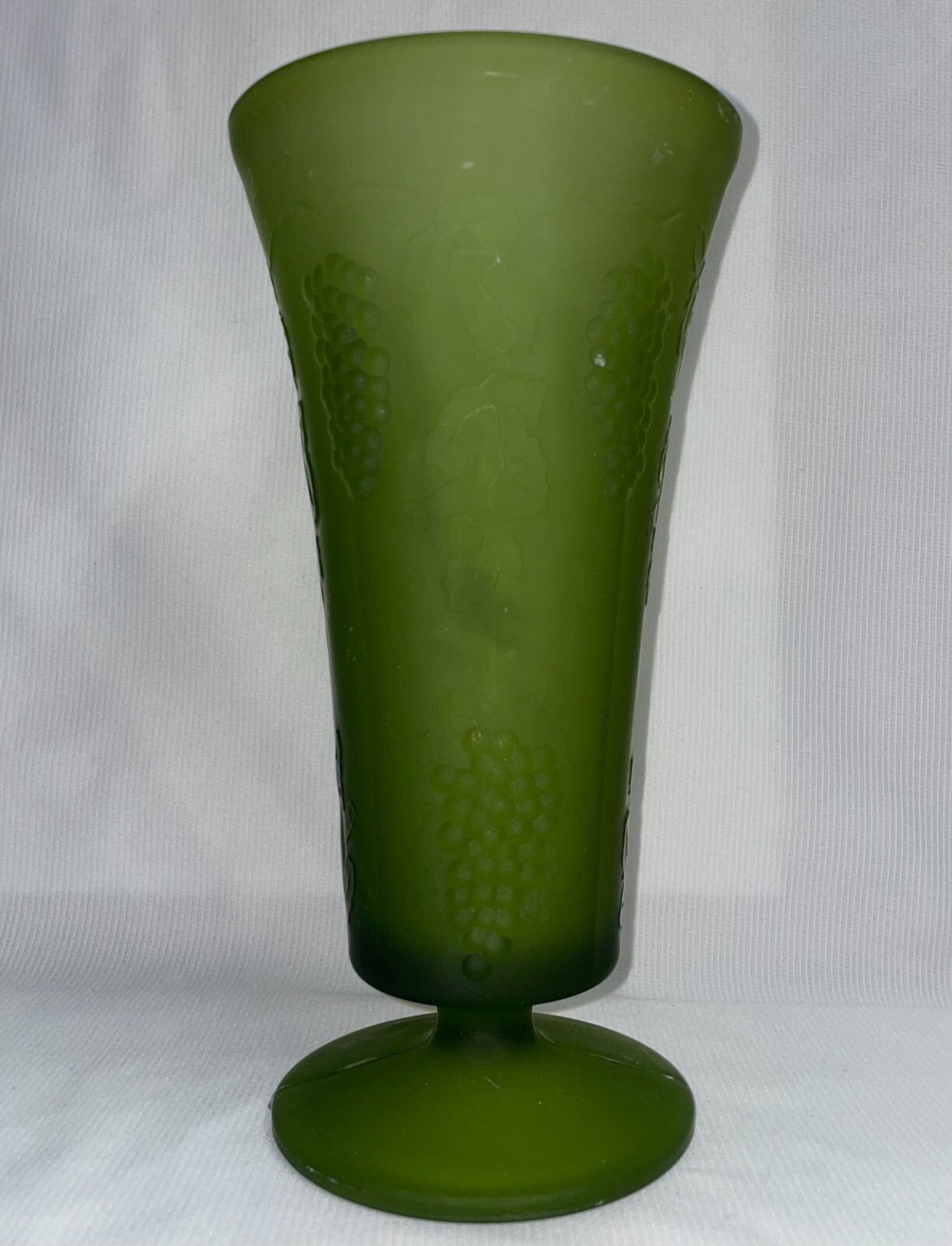 Indiana Glass Vase Satin Olive Green 9 1/2\