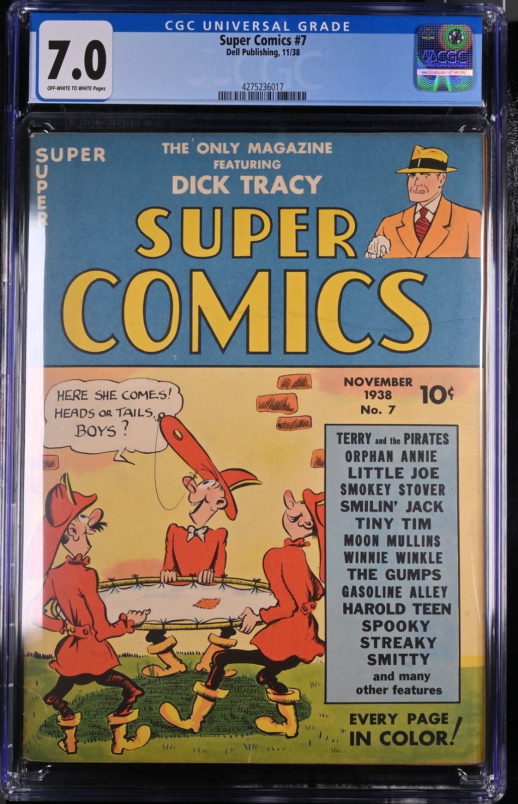 Super Comics #7 CGC 7.0 OWW (Dell 1938). Golden Age (Platinum Age). Dick Tracy.