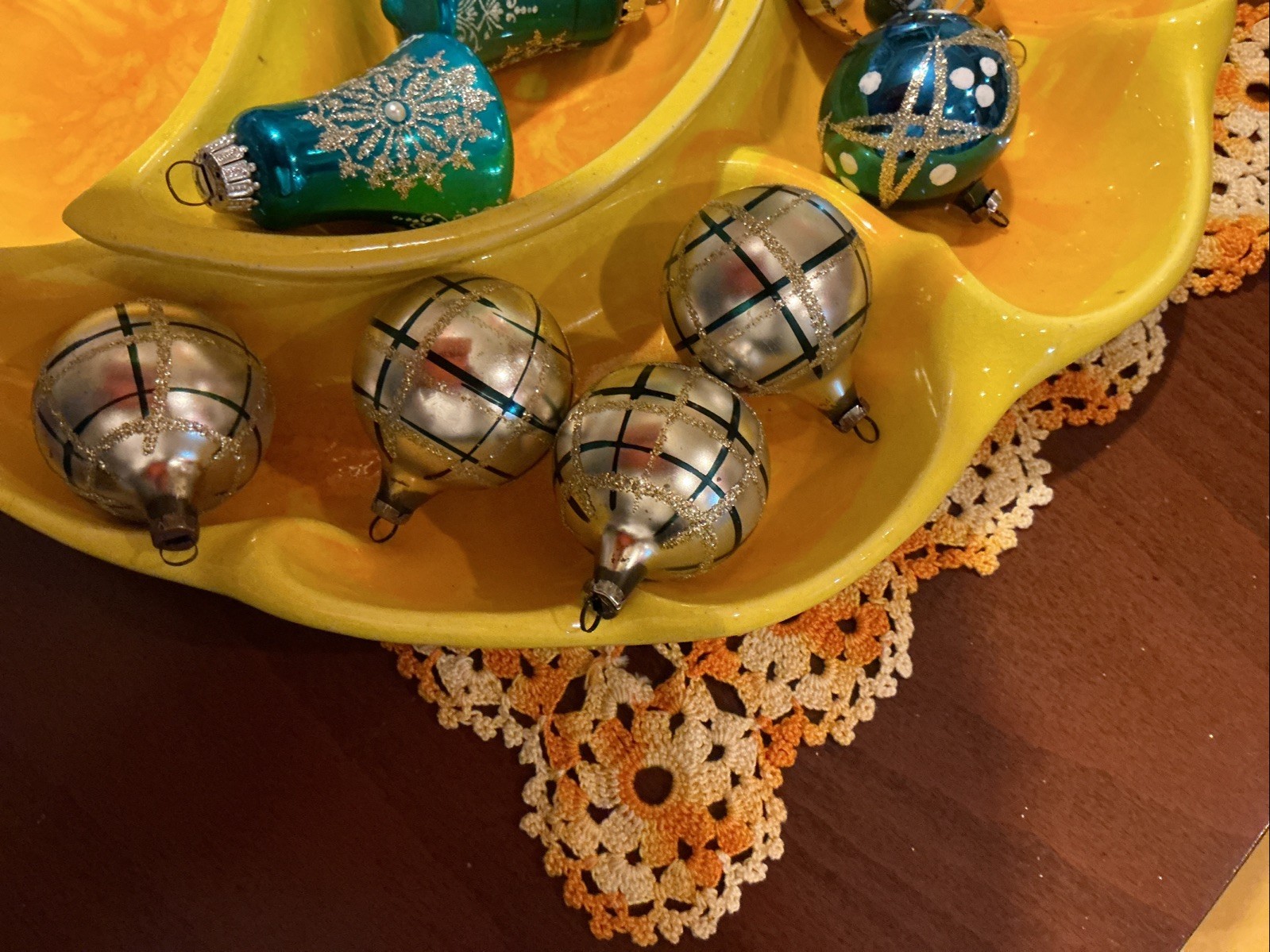 Lot of 15~ Vintage Christmas Ornaments  Glass Bells, Indented, Black And Silver