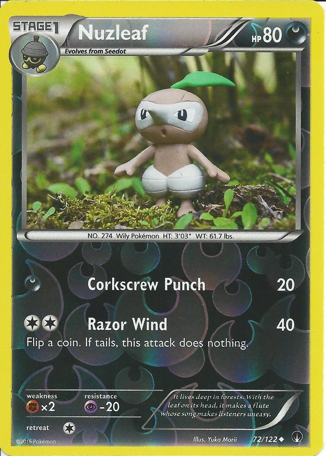 POKEMON CARD REVERSE HOLO NUZLEAF 72/122 NO 274 WILY POKEMON TCG CCG