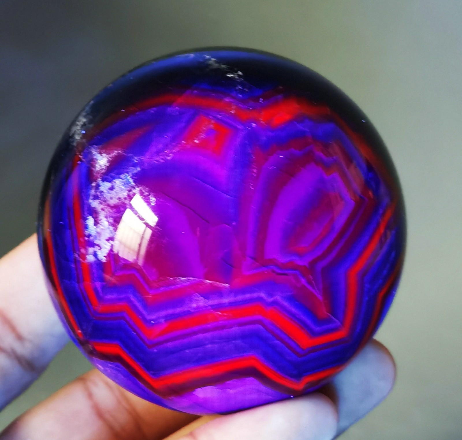 Natural Rare Black Rose Fluorescent Fluorite Ball UV Reactive Reiki Healing