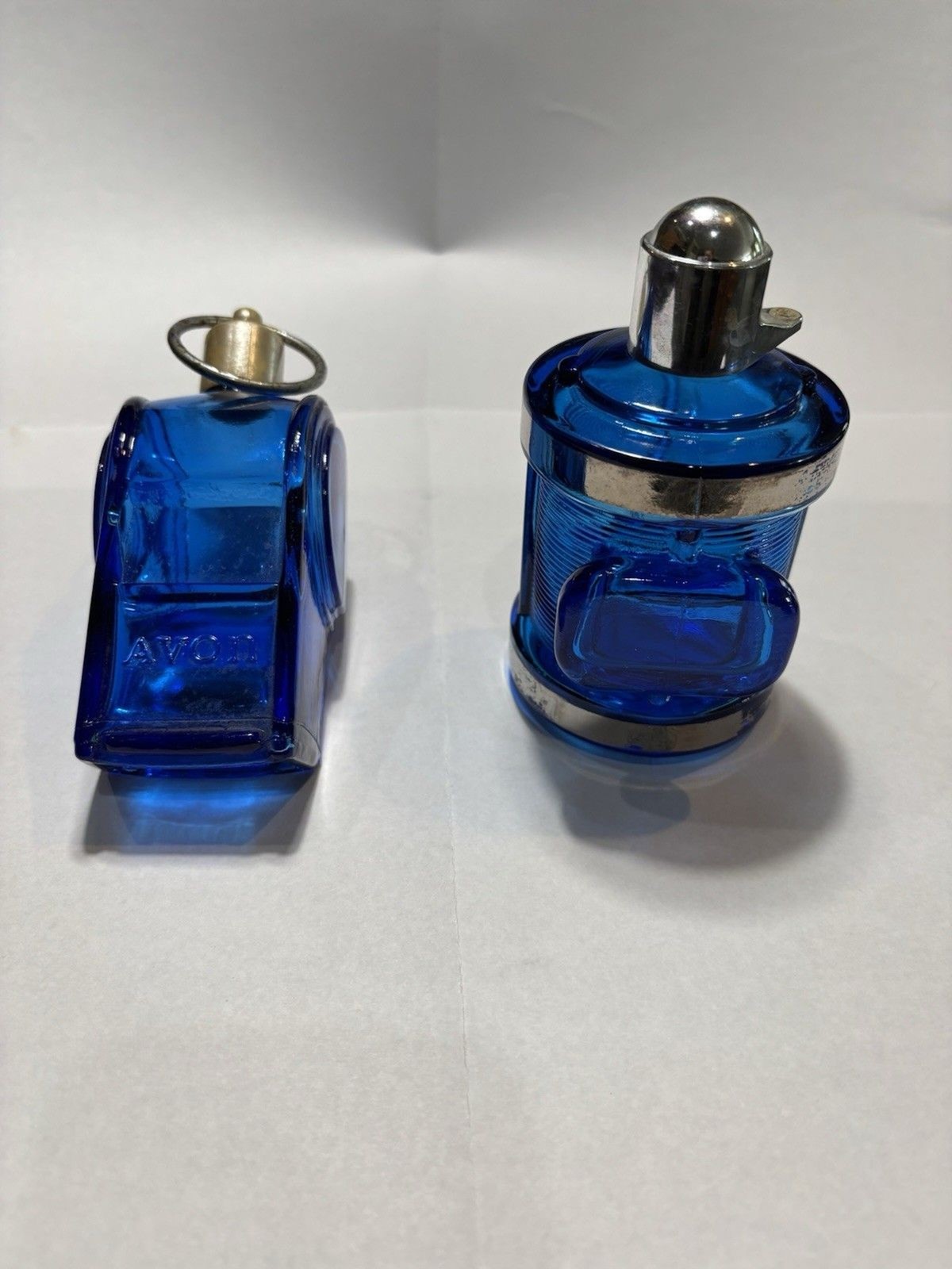 Vtg Avon Cobalt Blue Glass Aftershave Bottles Lot Tai Winds & Mug Stein Decanter
