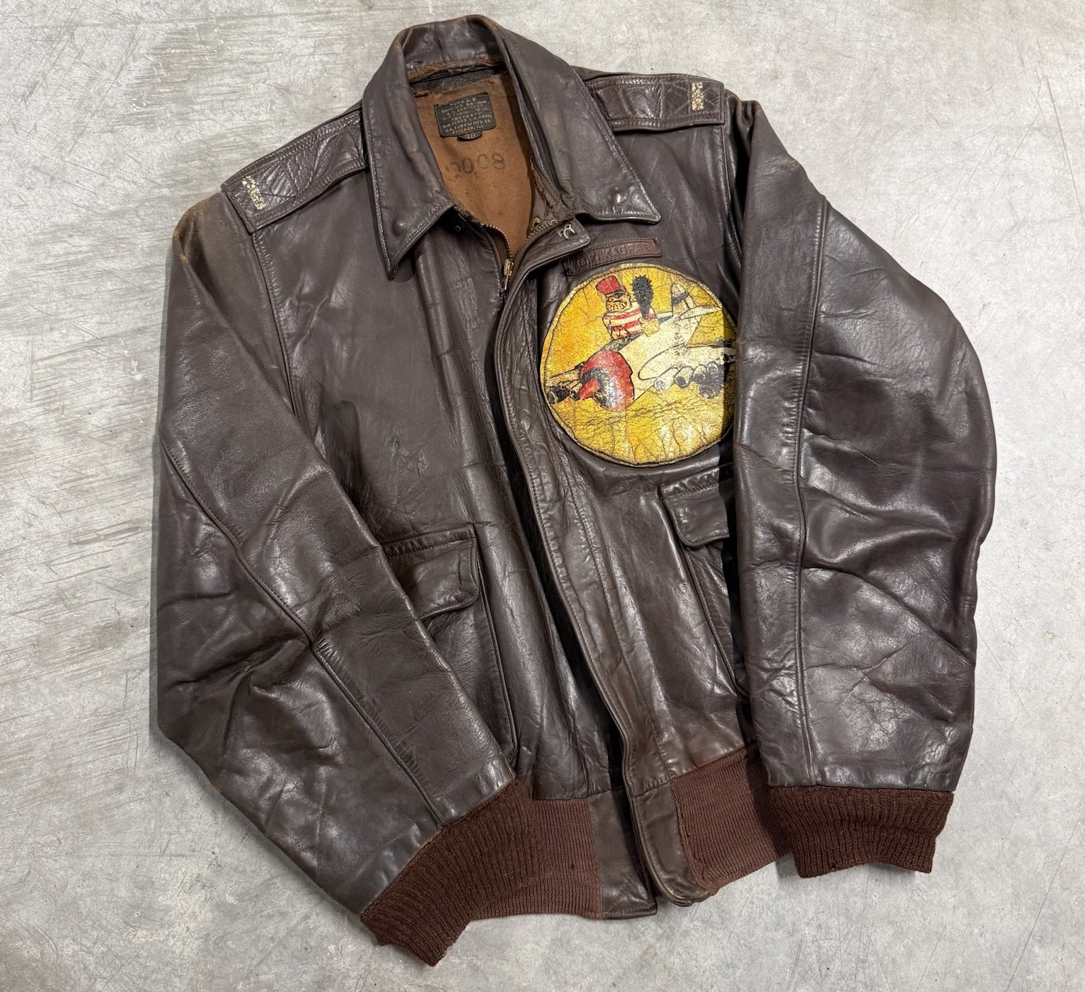 Original VTG Flight A-2 leather jacket WWII USAAF Air Force bomber 1940s Sz 38
