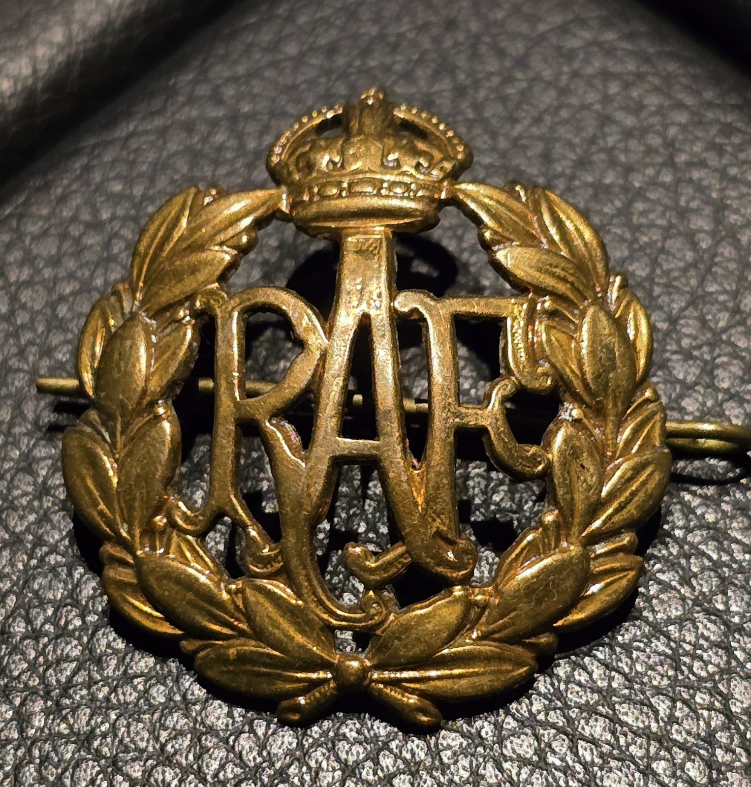 Authentic Vintage RAF Cap Badge King George VI Tudor Crown WWII Era Brass Royal