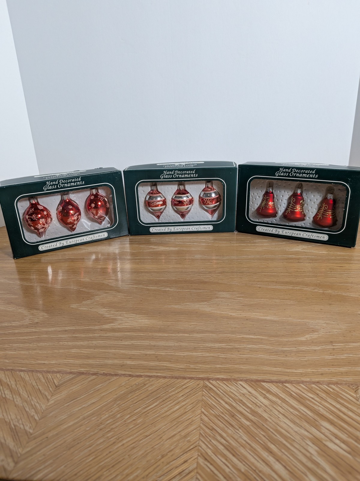 VTG Hand Decorated Glass Ornaments European Craftsmen Dollar Tree Dist Red Set VTG Hand Decorated Glass Ornaments European Craftsmen Dollar Tree Dist Red Set