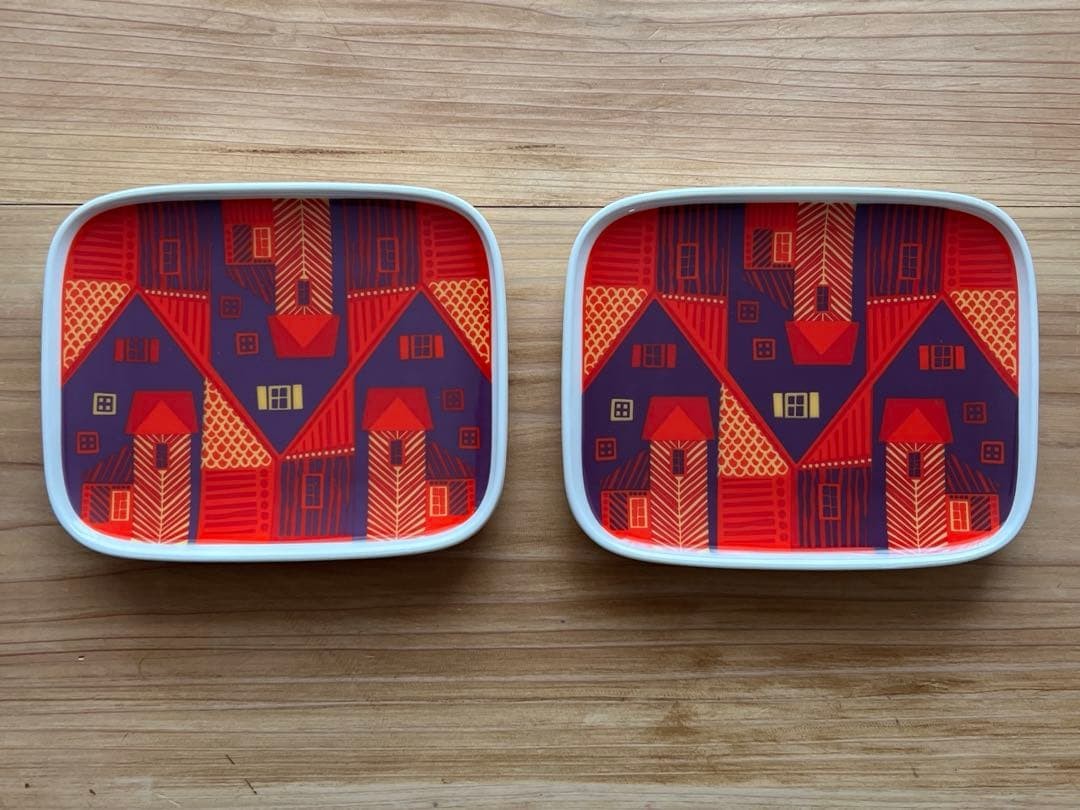 Marimekko Vanhakaupunki Square Plate Set of 2 Ceramic Kitchenware used