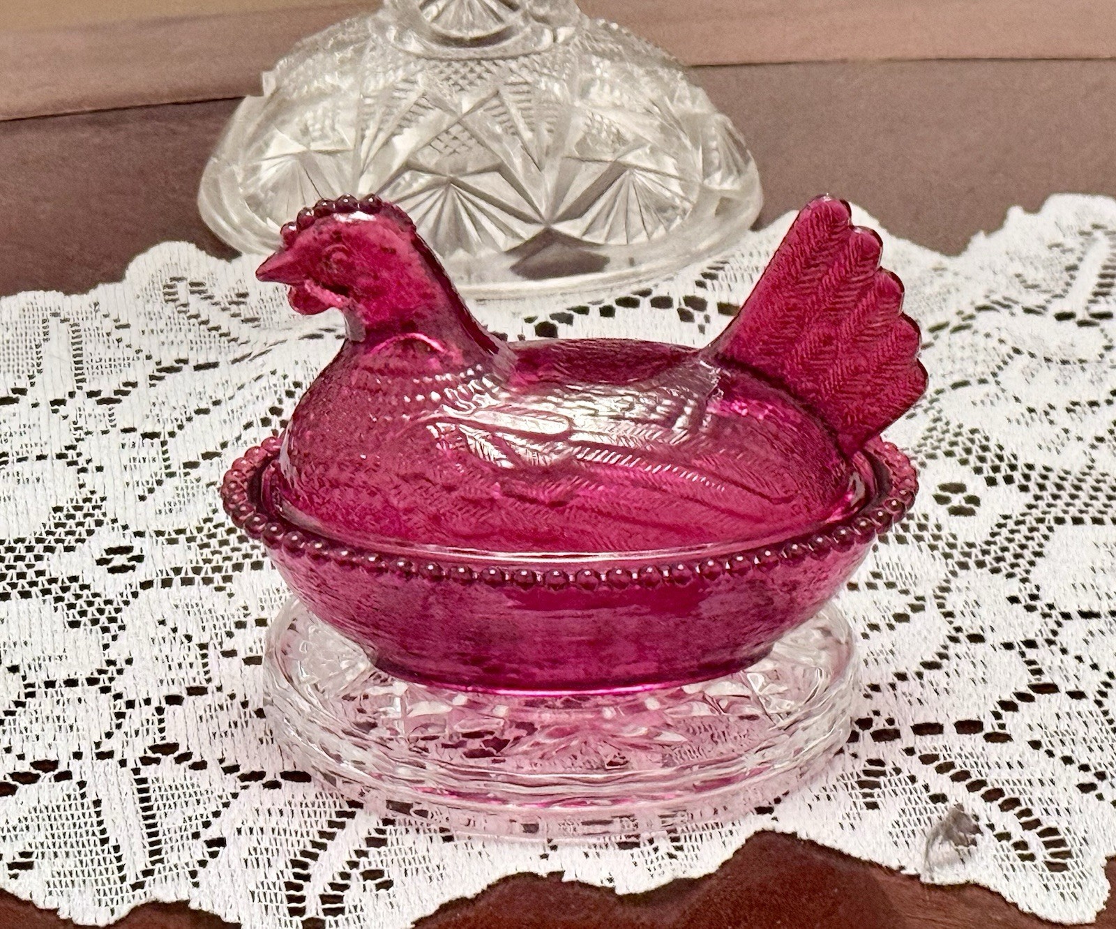 Vintage Style Hen In Nest, Salt Seller, Small Candy Dish, 4x4”, Ruby Red, Glass Vintage Style Hen In Nest, Salt Seller, Small Candy Dish, 4x4”, Ruby Red, Glass