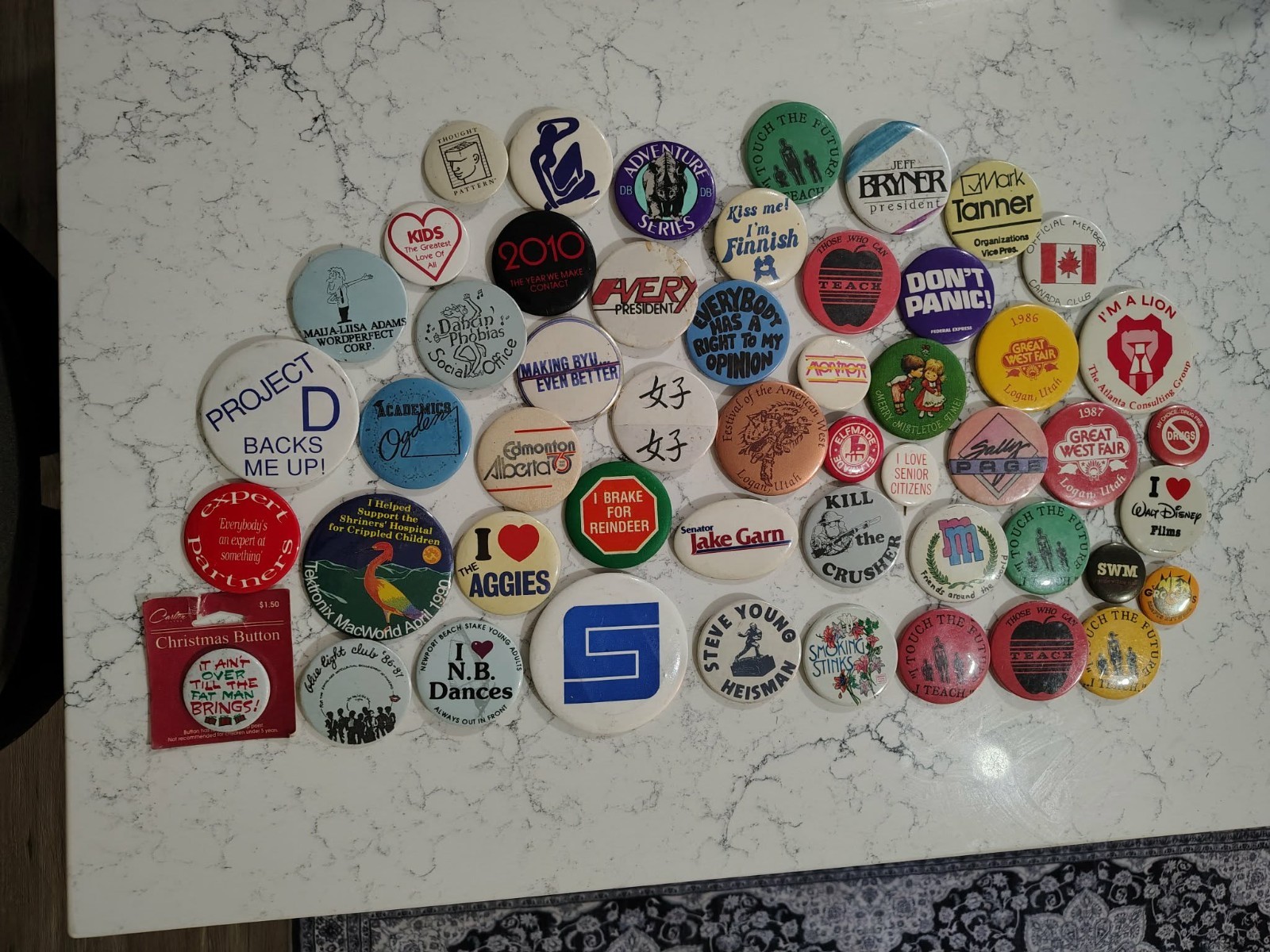 Large Lot 51 Random Pinback Buttons Advertising 80s 70s 90s Vintage 