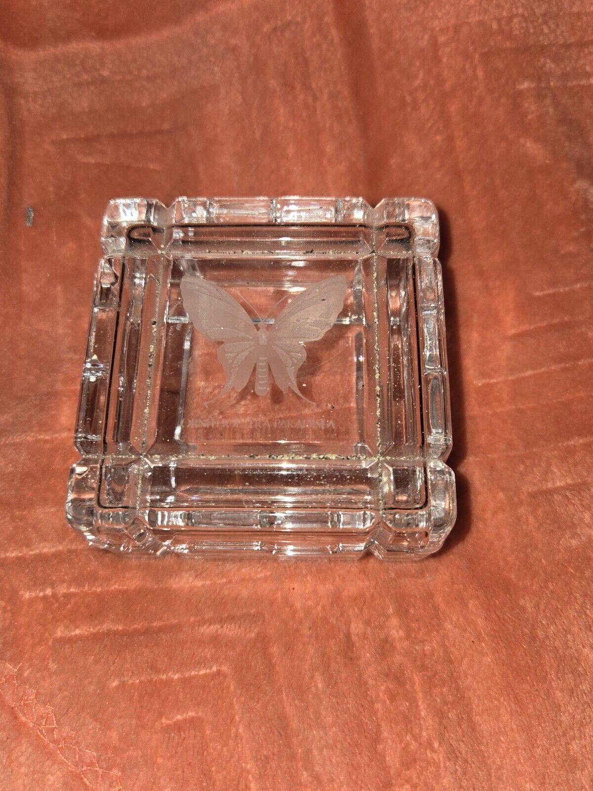 Crystal Trinket Box With Butterfly On Lid