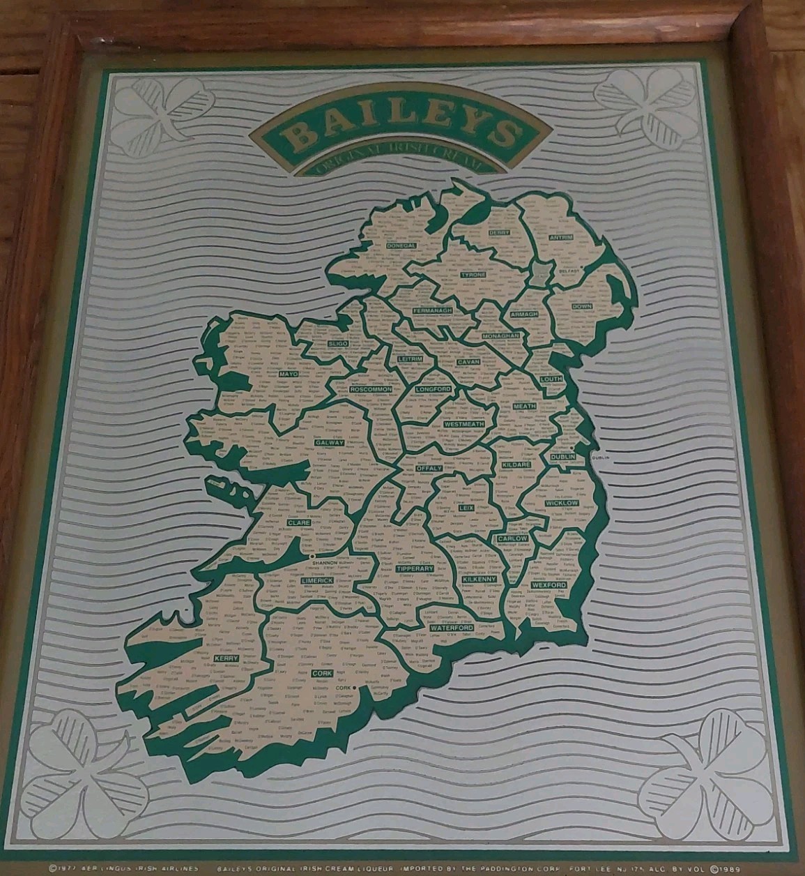 Very Rare vintage 1977 Baileys Irish Cream map Of Ireland mirror Sign 
