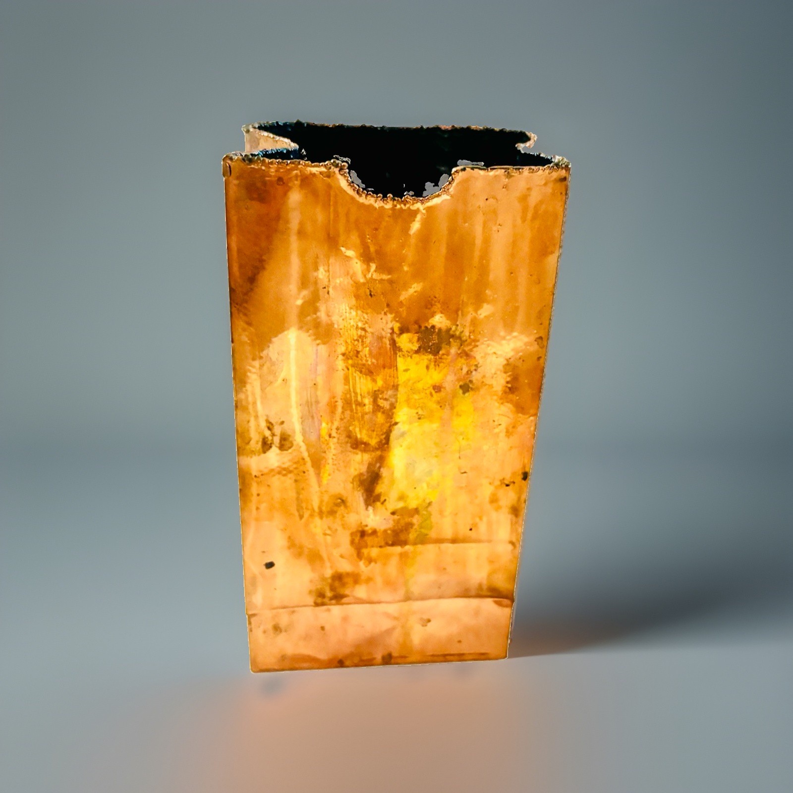 Vintage Paper Bag Vase By California Bronze Copper Coated Pop Art Sculpture