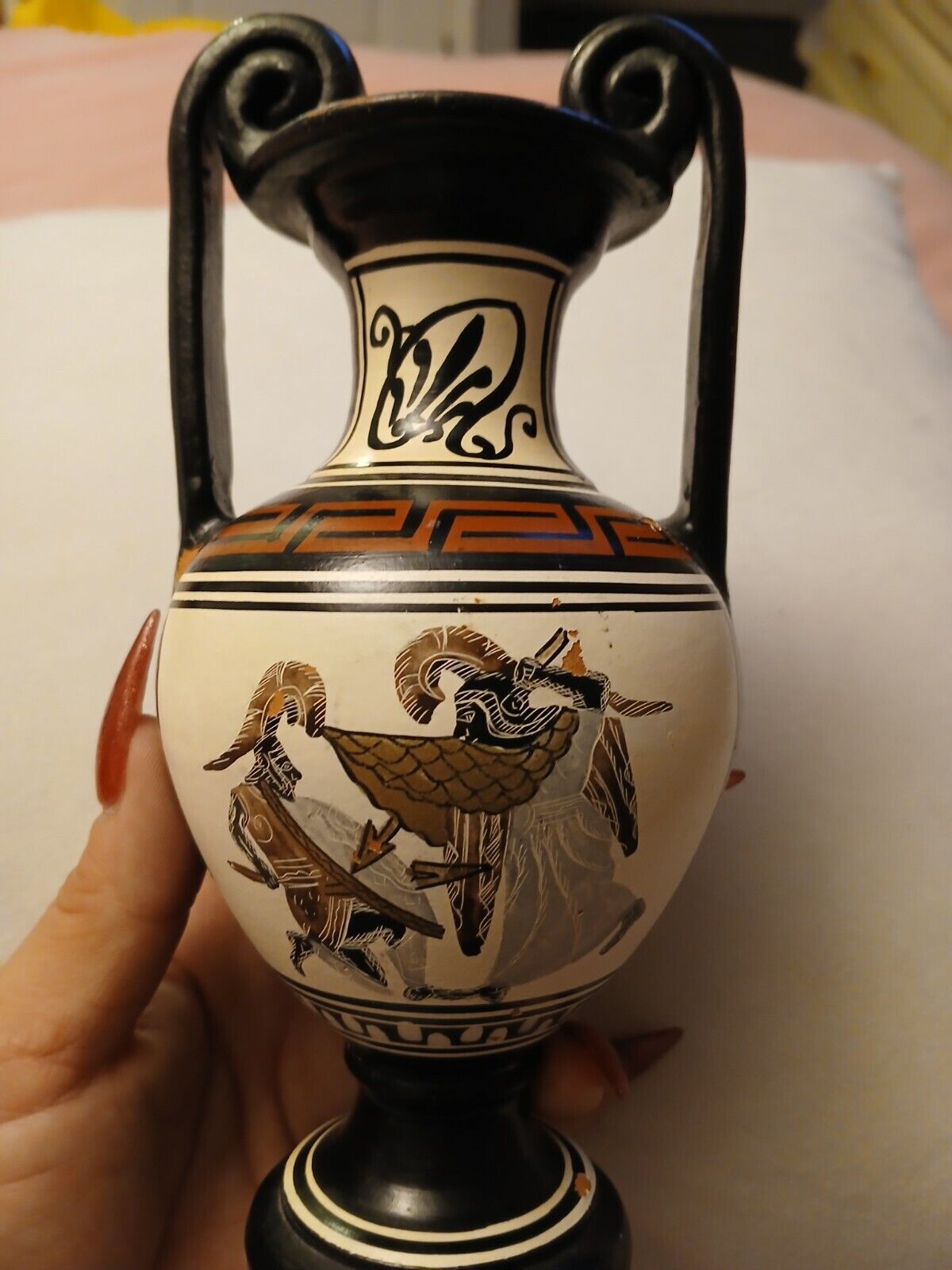 Vintage Hand Painted in Greece Terracotta Bud Vase 
