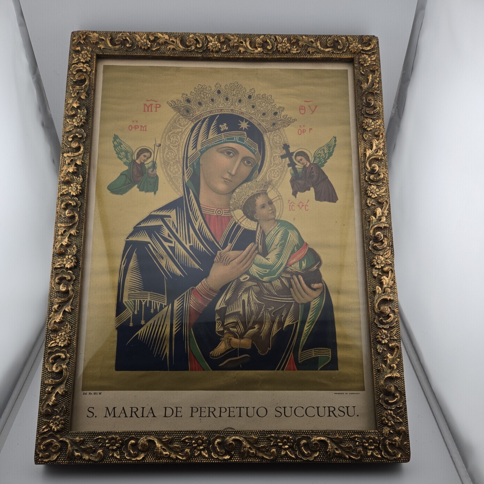 S. Maria De Perpetuo Succursu - ANTIQUE Virgin Maria  Framed Print 1900s 16 x 12