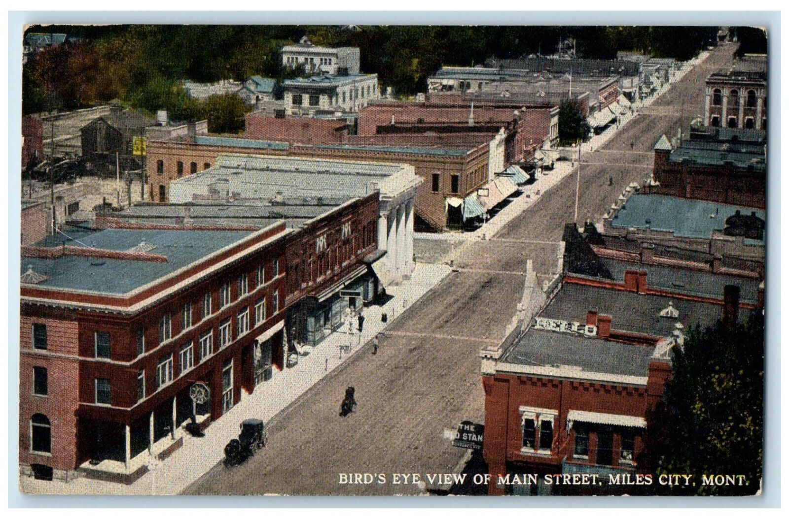 c1910 Bird's Eye View of Main Street Miles Ciy Montana MT Antique Postcard