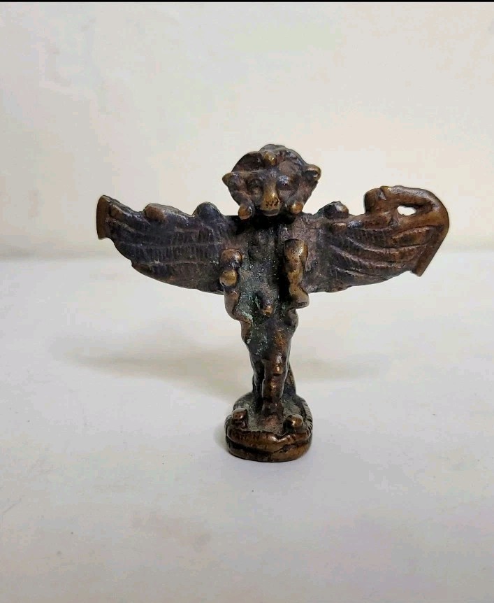 Vtg Bronze Winged Mythical Creature Figurine –Small Cast Metal 2 1/4\
