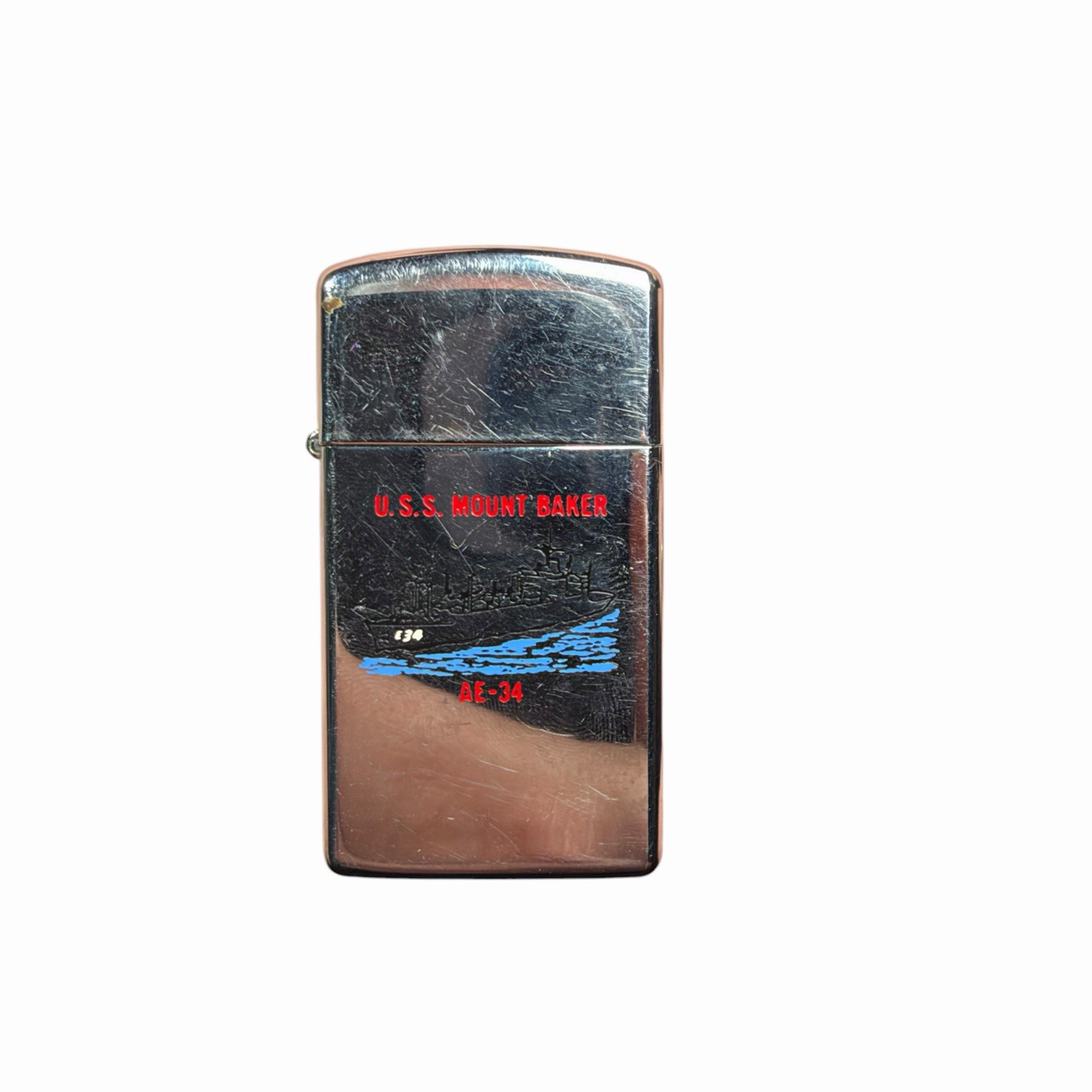 Zippo Slim USS Mount Baker AE-34 US Navy Ammunition Ship Lighter Military
