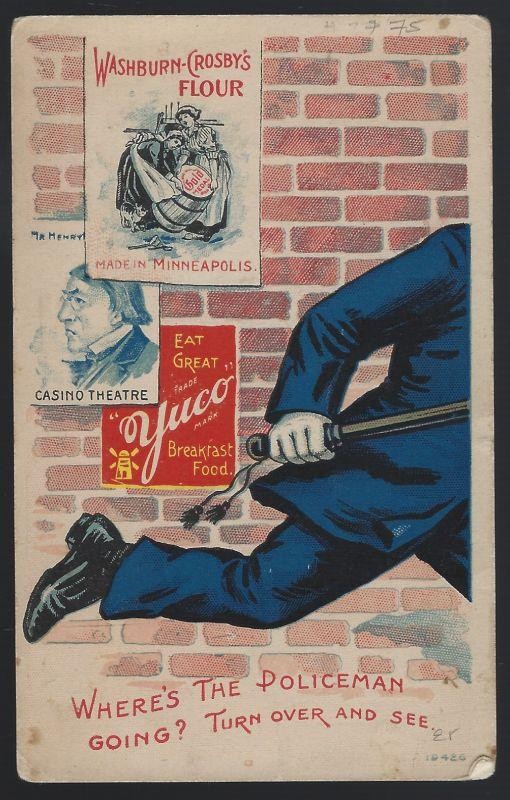 Washburn Crosby's Gold Medal Flour Running Policeman  Victorian Trade Card