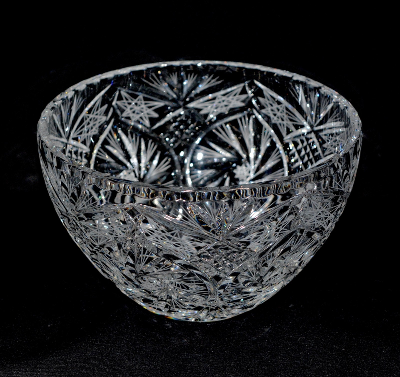 Vintage Crystal ABP Bowl Star Of David Hand Cut Pinwheel Grooved Rim 7.5\