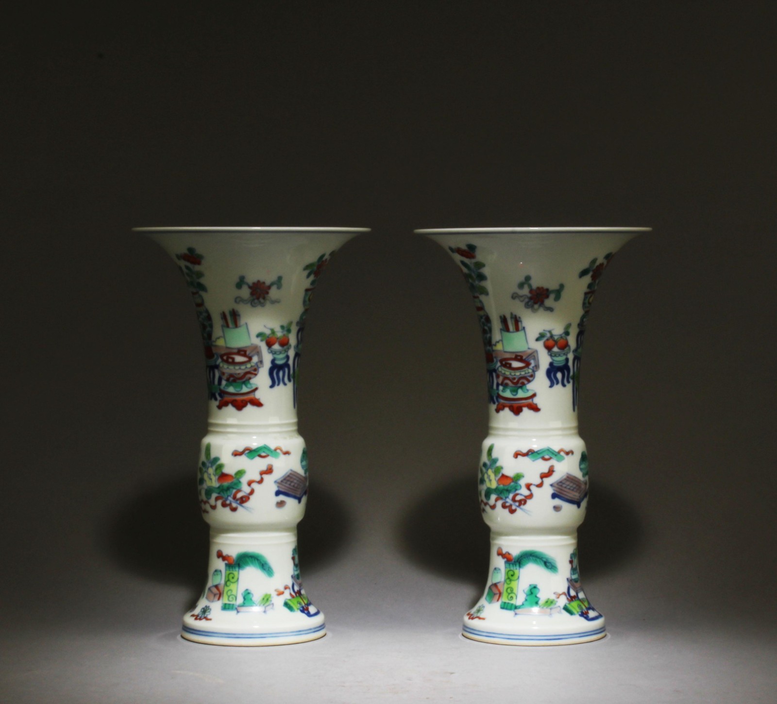 A Pair of Doucai Tongzi Horse Bottle Vase