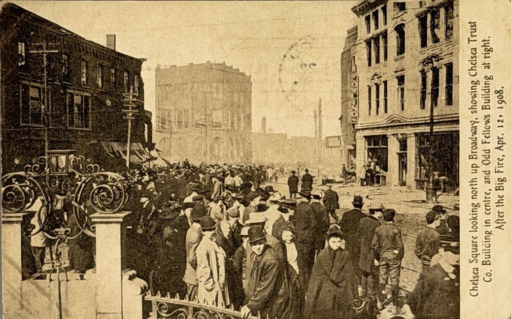 Chelsea Massachusetts Chelsea Square Fire of April 1908 Postcard Odd Fellows