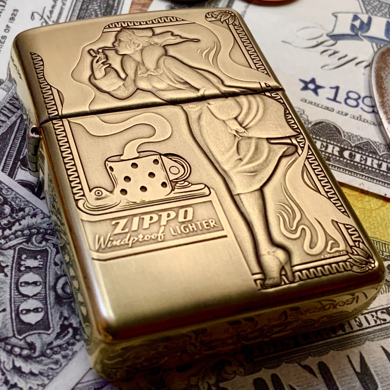 Zippo “Windy” Varga Girl Themed Brass Armor Cigarette Lighter