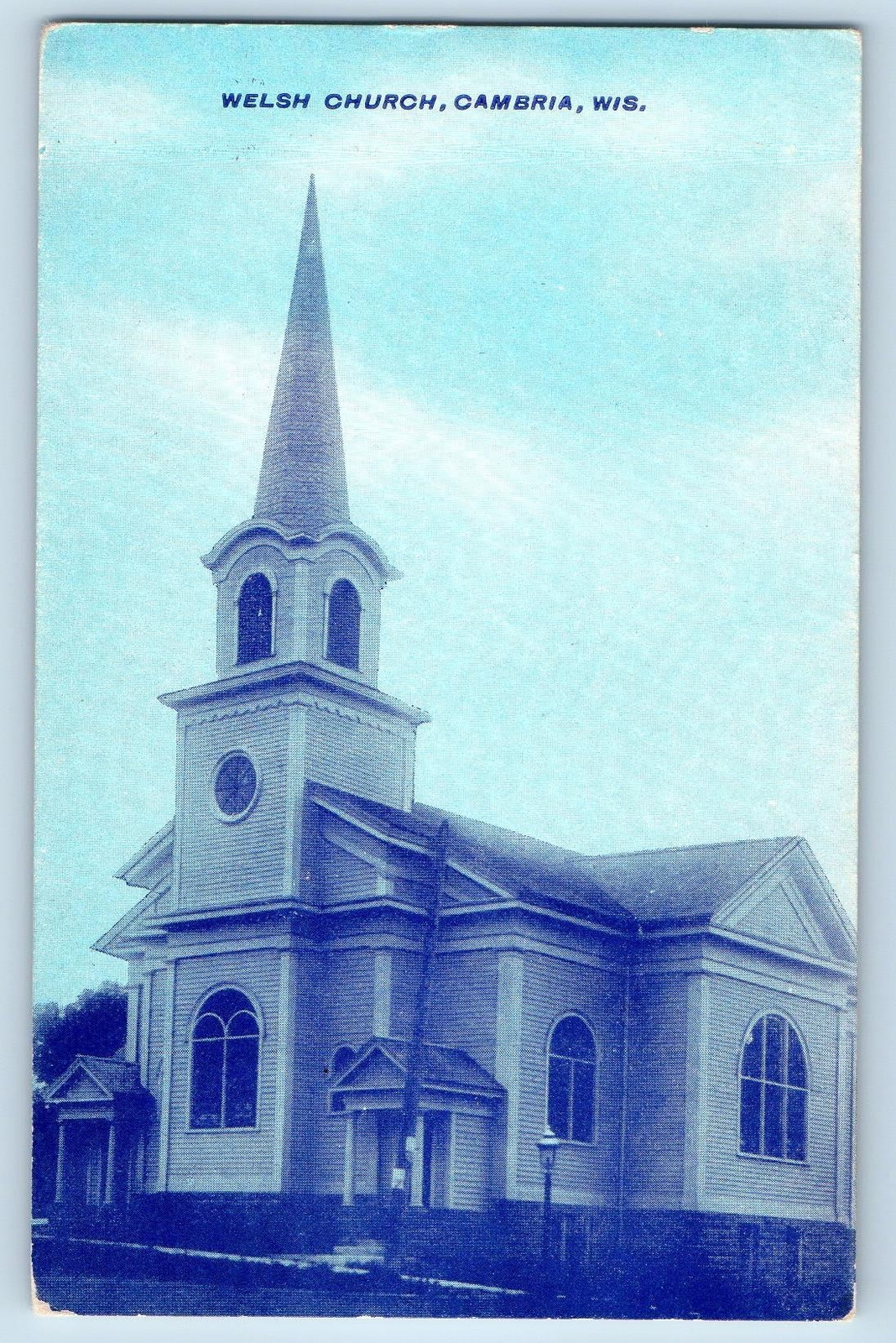 Cambria Wisconsin WI Postcard Welsh Church Exterior Roadside c1960\'s Vintage