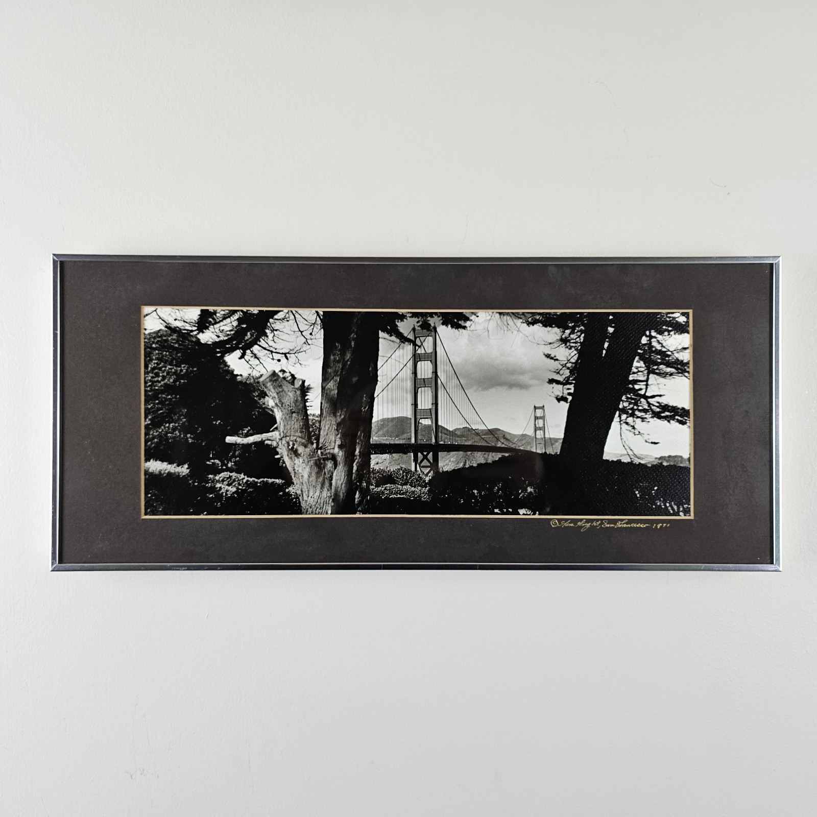ART - Vintage 71 SF Signed Gene Wright B&W Photograph 17.75x7.75 Framed San Fran ART - Vintage 71 SF Signed Gene Wright B&W Photograph 17.75x7.75 Framed San Fran
