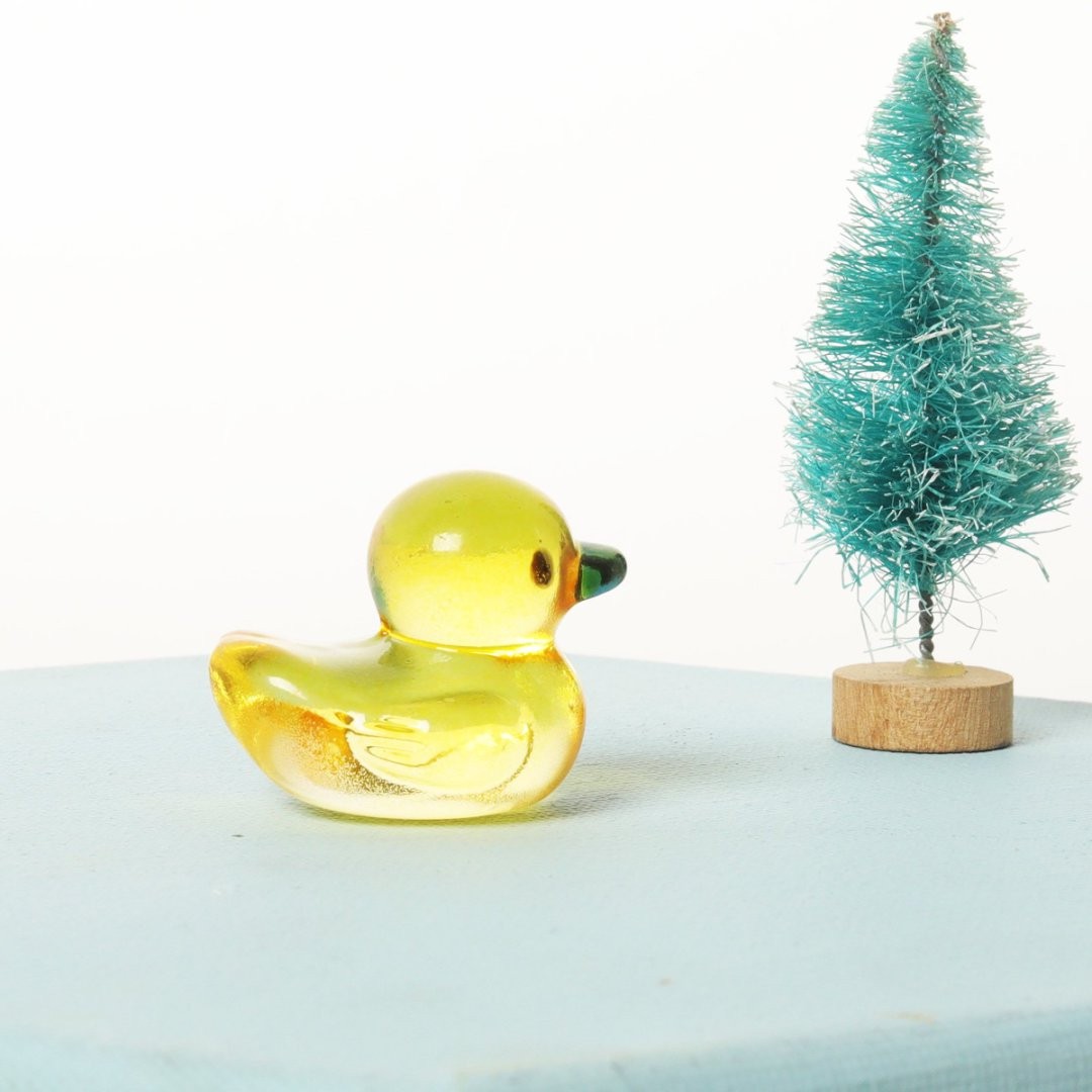 3Pcs Mini Crystal Yellow Duck Figurine Collectible Glass Duck Ornament Gift