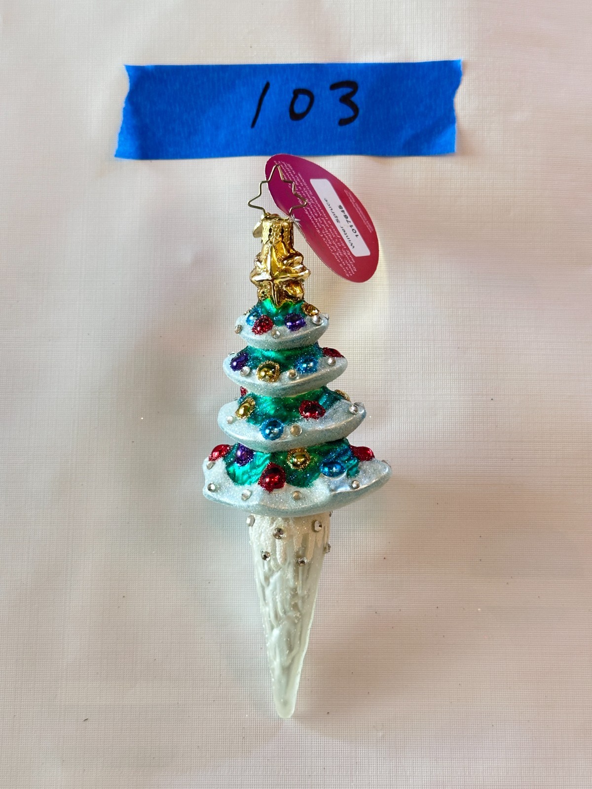 Christopher Radko Winter Spruce Glass 7 inch Christmas Ornament