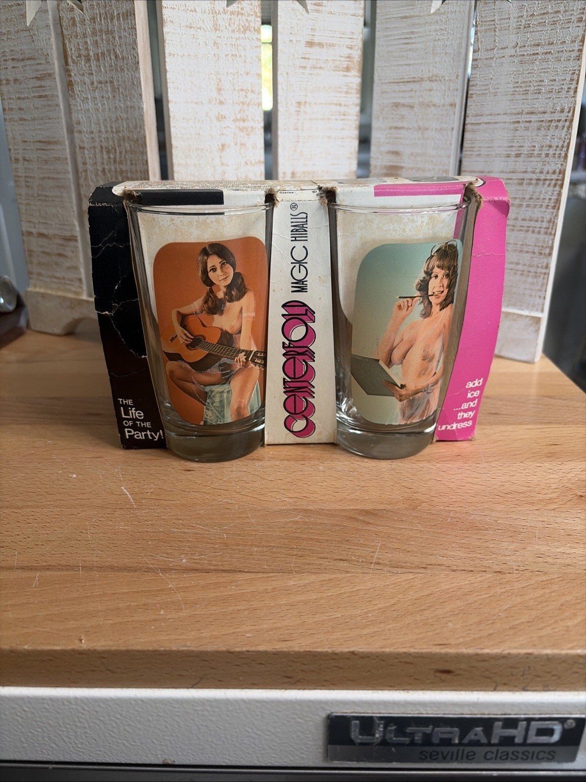 (83A) Vintage 1974 Centerfold Magic Hiballs Nude Glasses 4-Pack 10.5oz