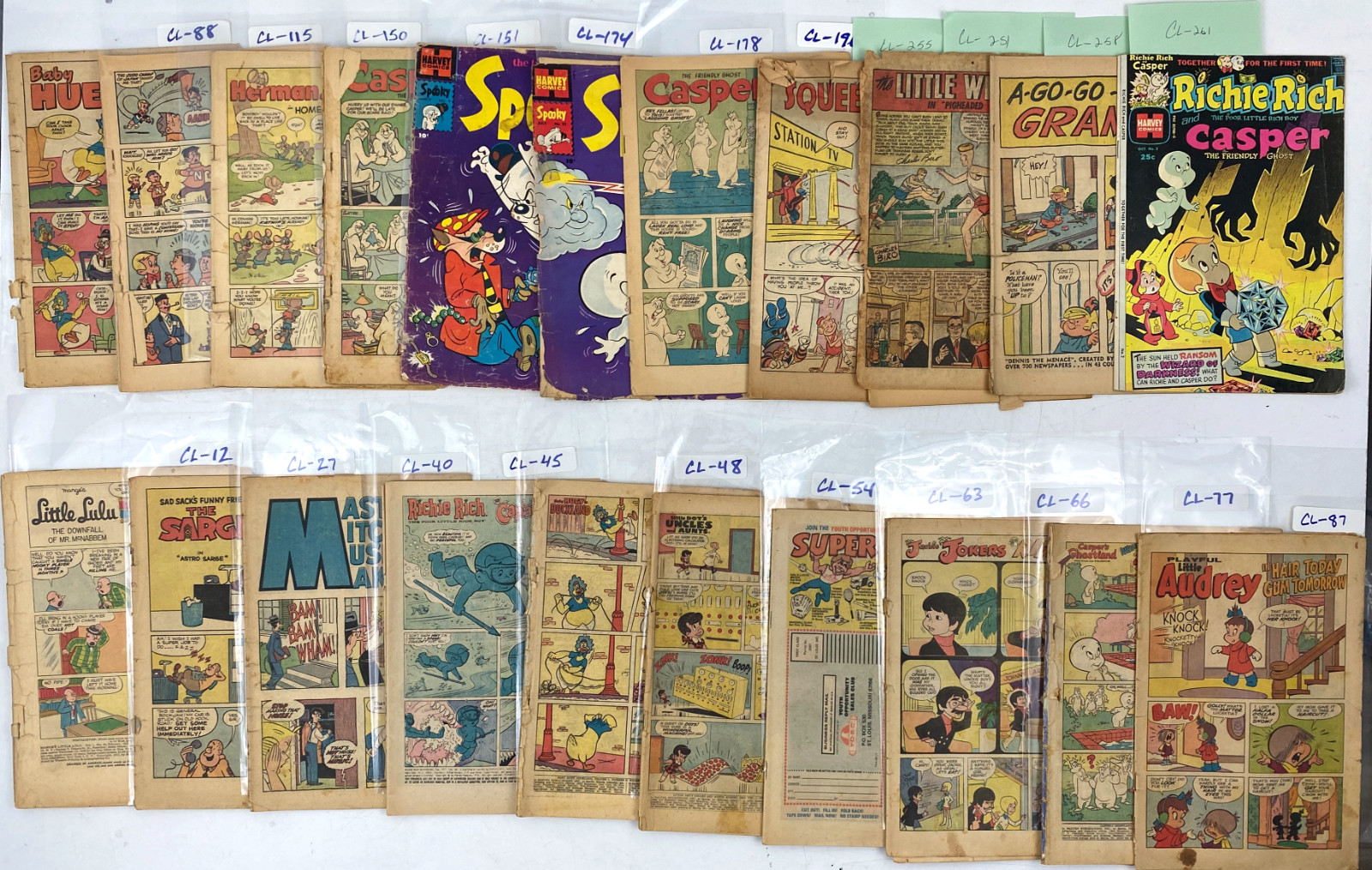20 Vintage Harvey Kids Comics Lot Casper Richie Rich Spooky Baby Huey Coverless
