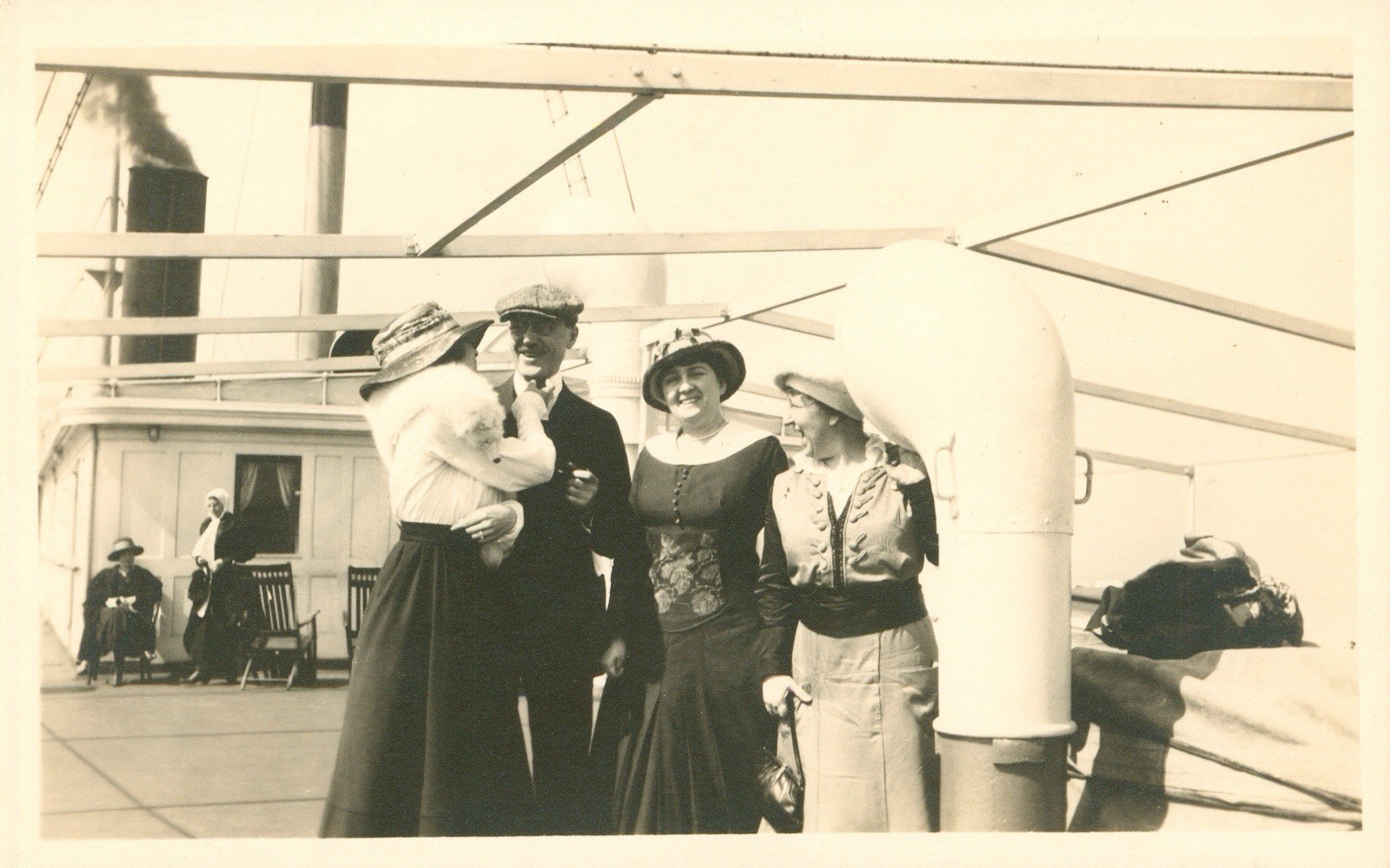 Steam Ship Postcard RPPC Antique c1919 On Board Real Photo Passengers Tourists N