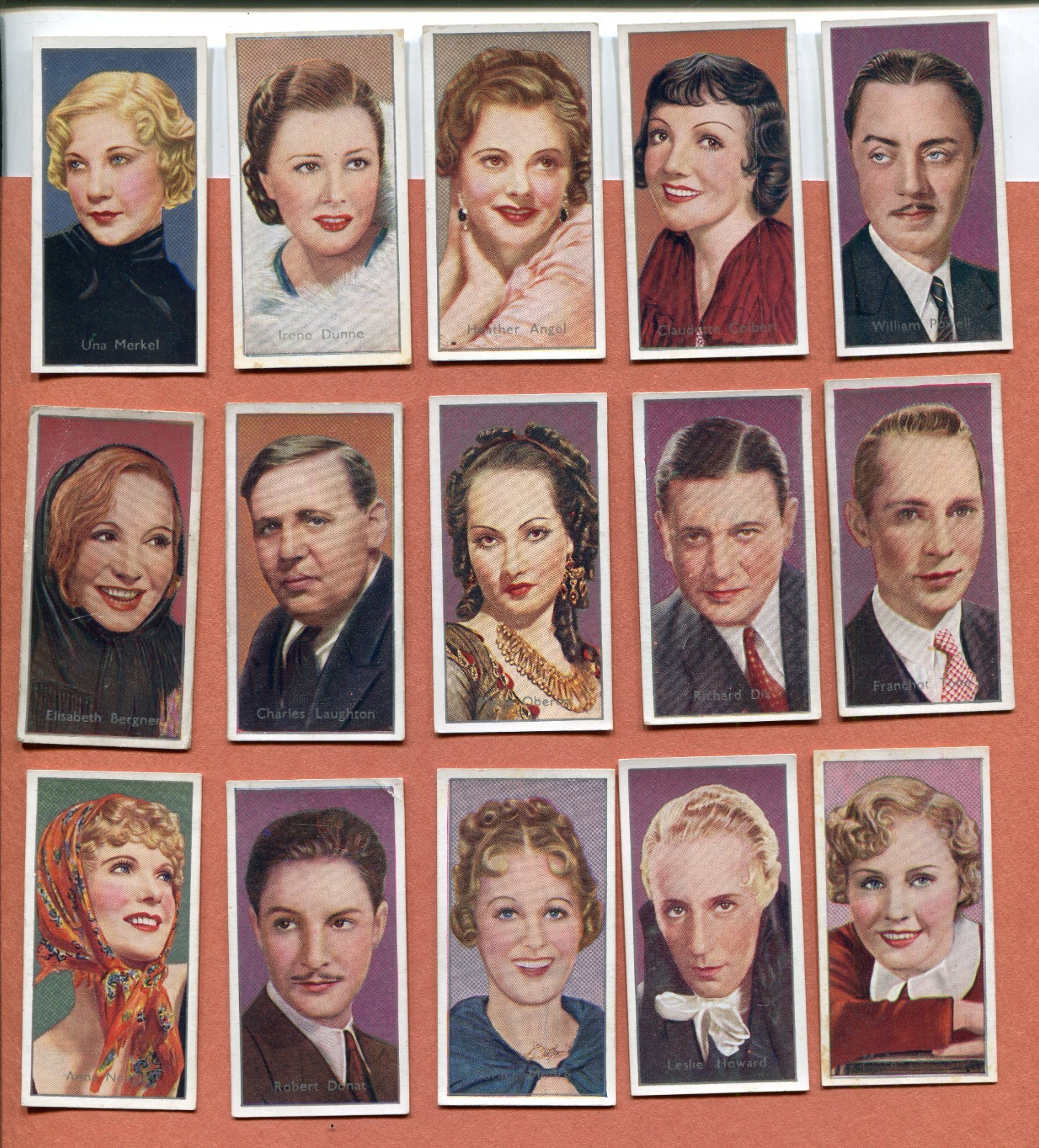 1936 CARRERAS LTD. FILM STARS 15 DIFFERENT TOBACCO CARD LOT